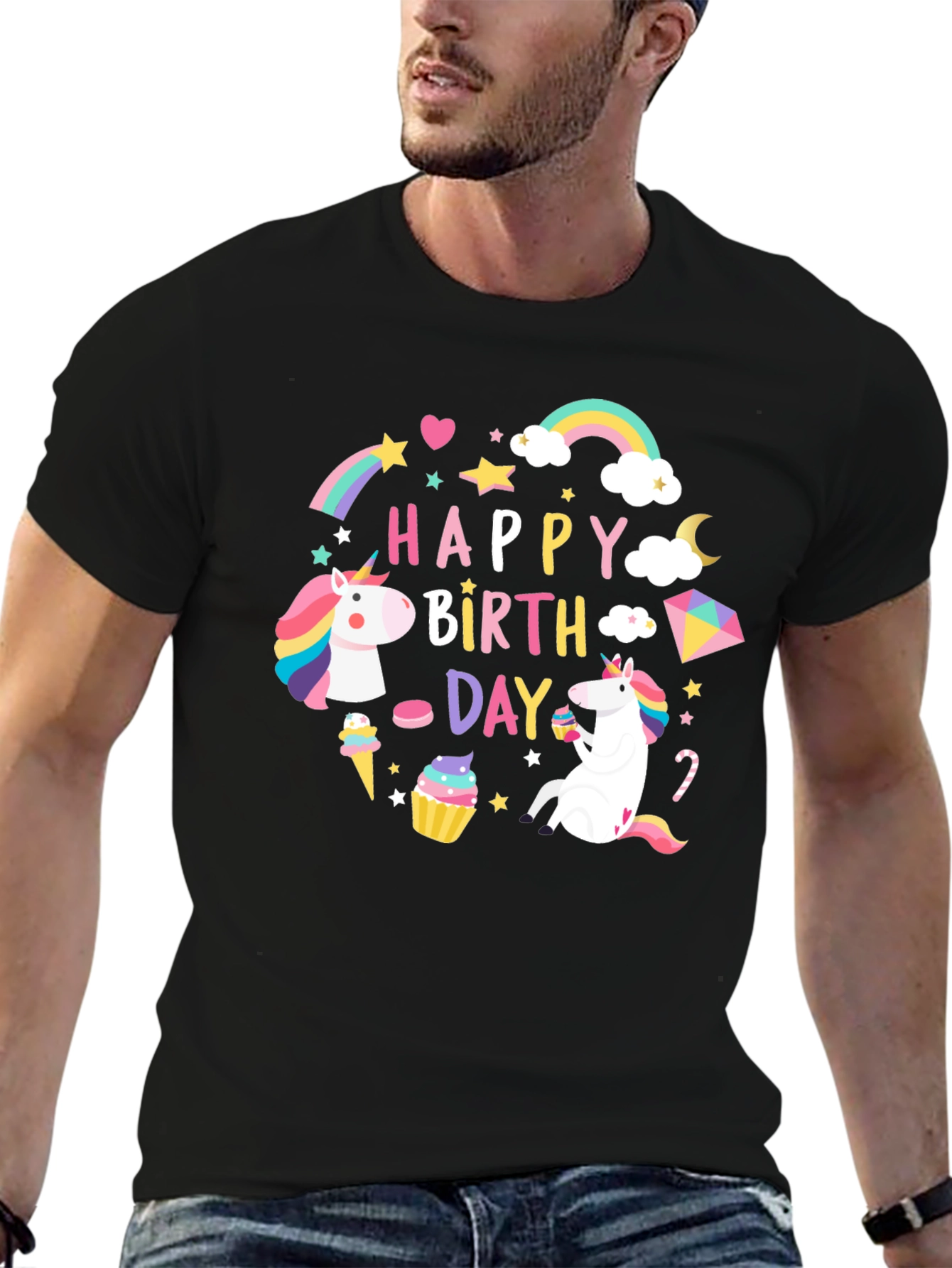 Happy Birthday Unicorn Graphic T-Shirt