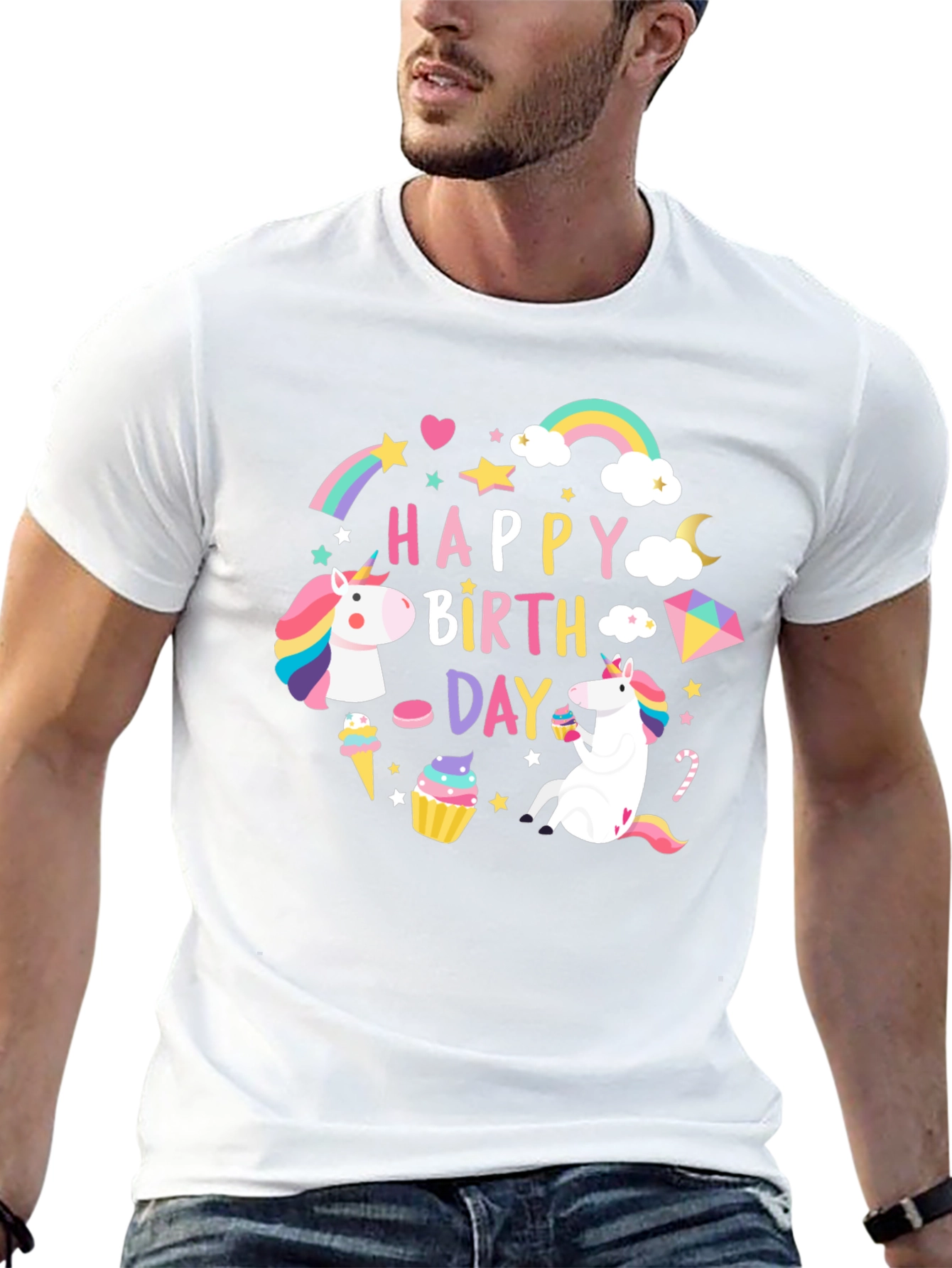 Happy Birthday Unicorn Graphic T-Shirt
