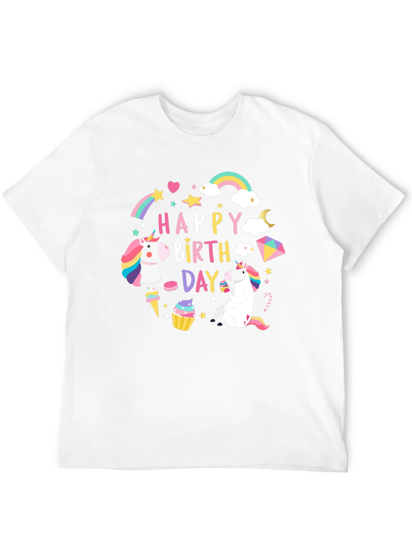 Happy Birthday Unicorn Graphic T-Shirt