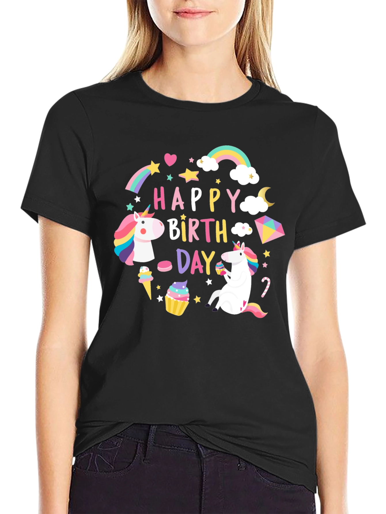 Happy Birthday Unicorn Graphic T-Shirt