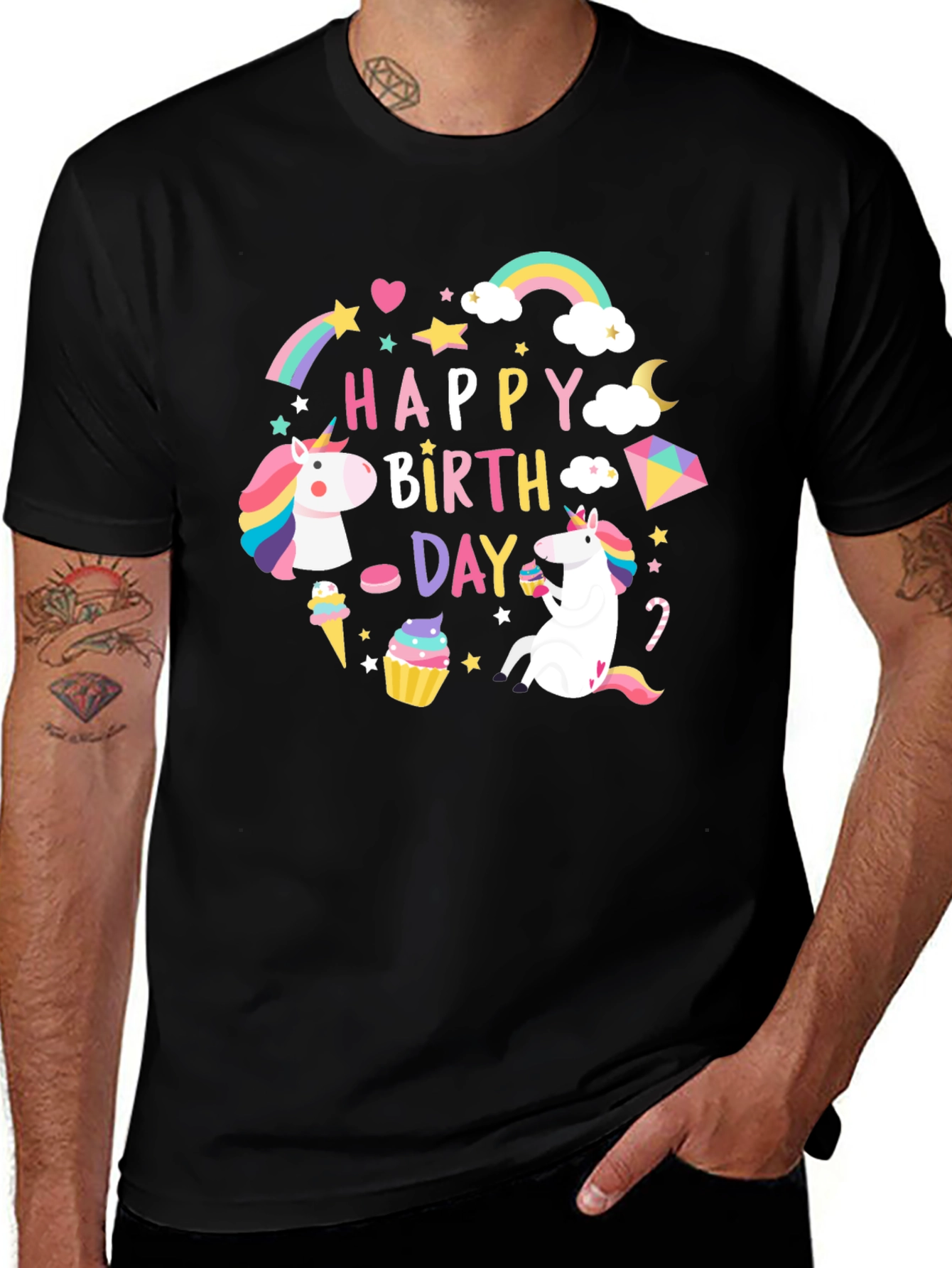 Happy Birthday Unicorn Graphic T-Shirt
