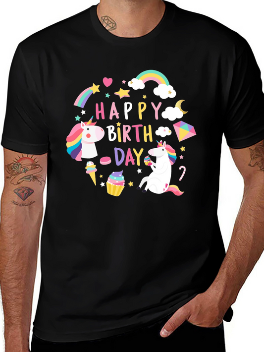Happy Birthday Unicorn Graphic T-Shirt