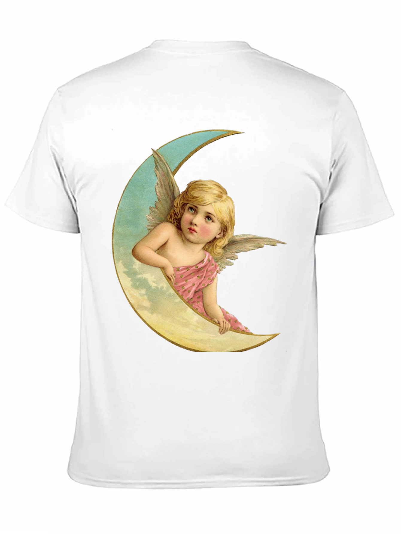 Angel on Moon Graphic Tee - Black