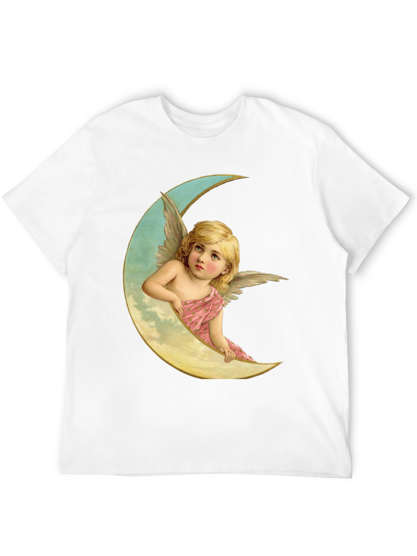 Angel on Moon Graphic Tee - Black