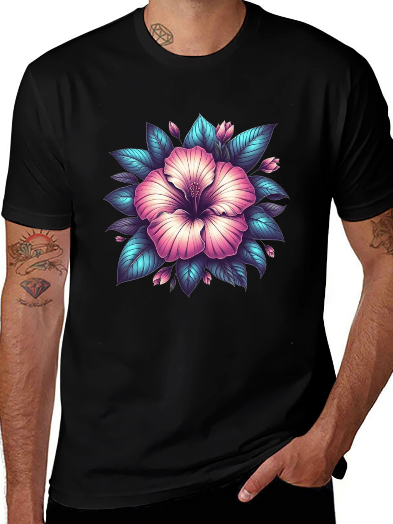 Hibiscus Flower Graphic T-Shirt