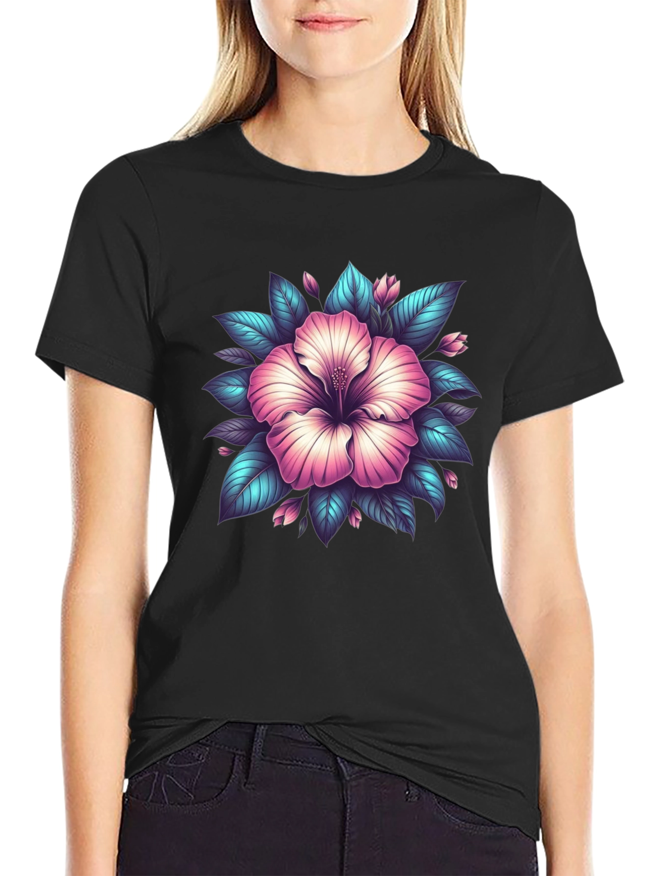 Hibiscus Flower Graphic T-Shirt