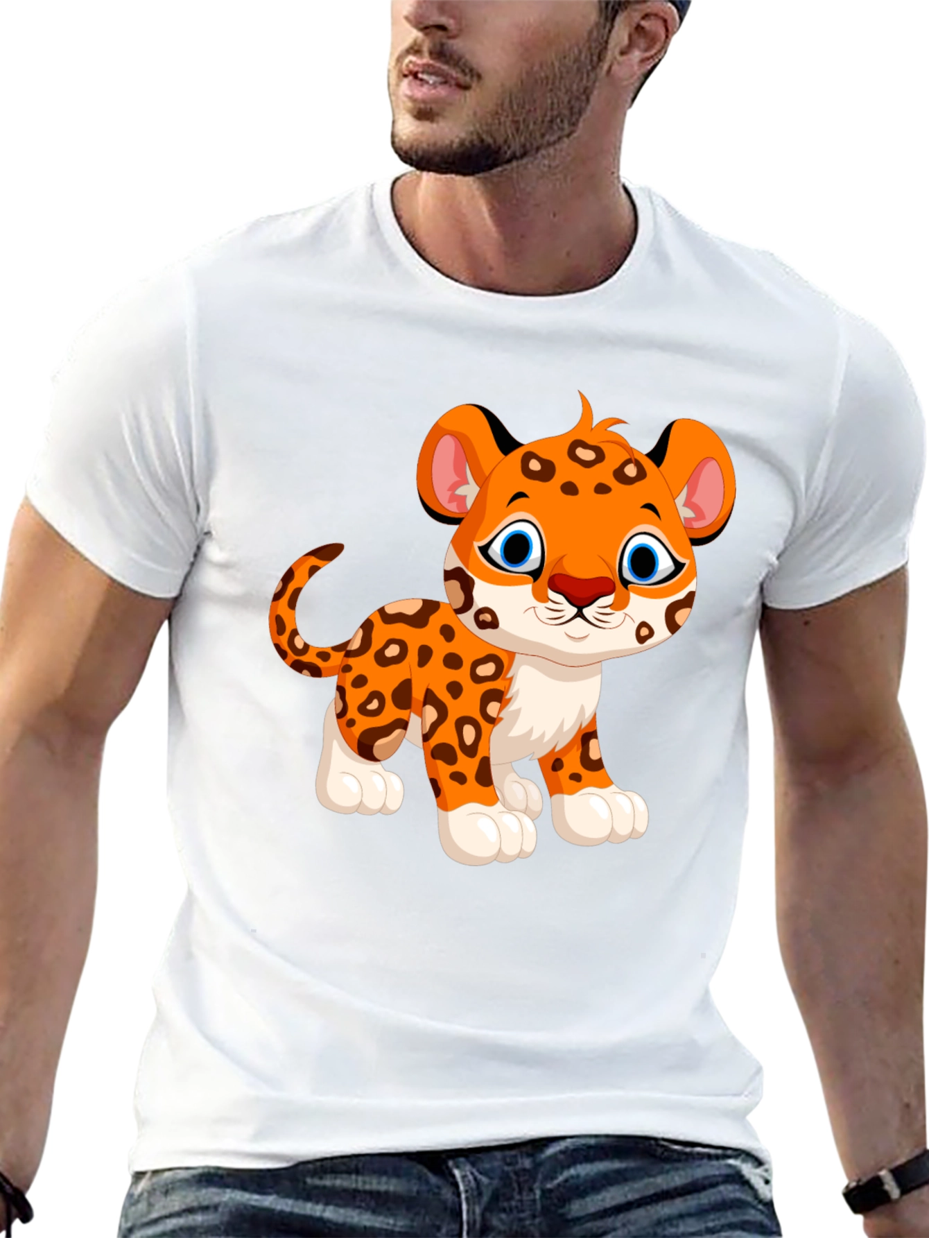 Cute Cartoon Leopard Graphic T-Shirt