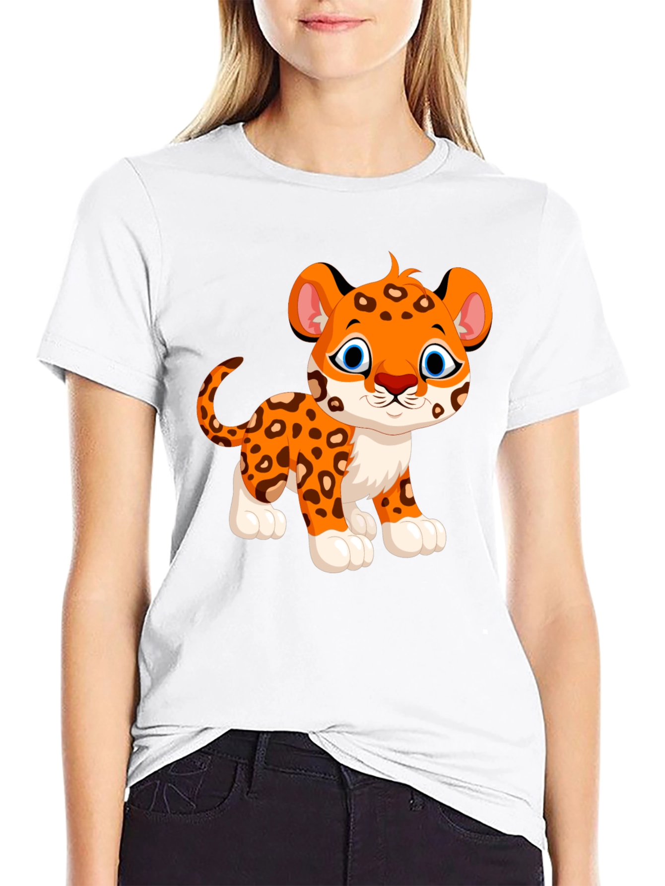 Cute Cartoon Leopard Graphic T-Shirt