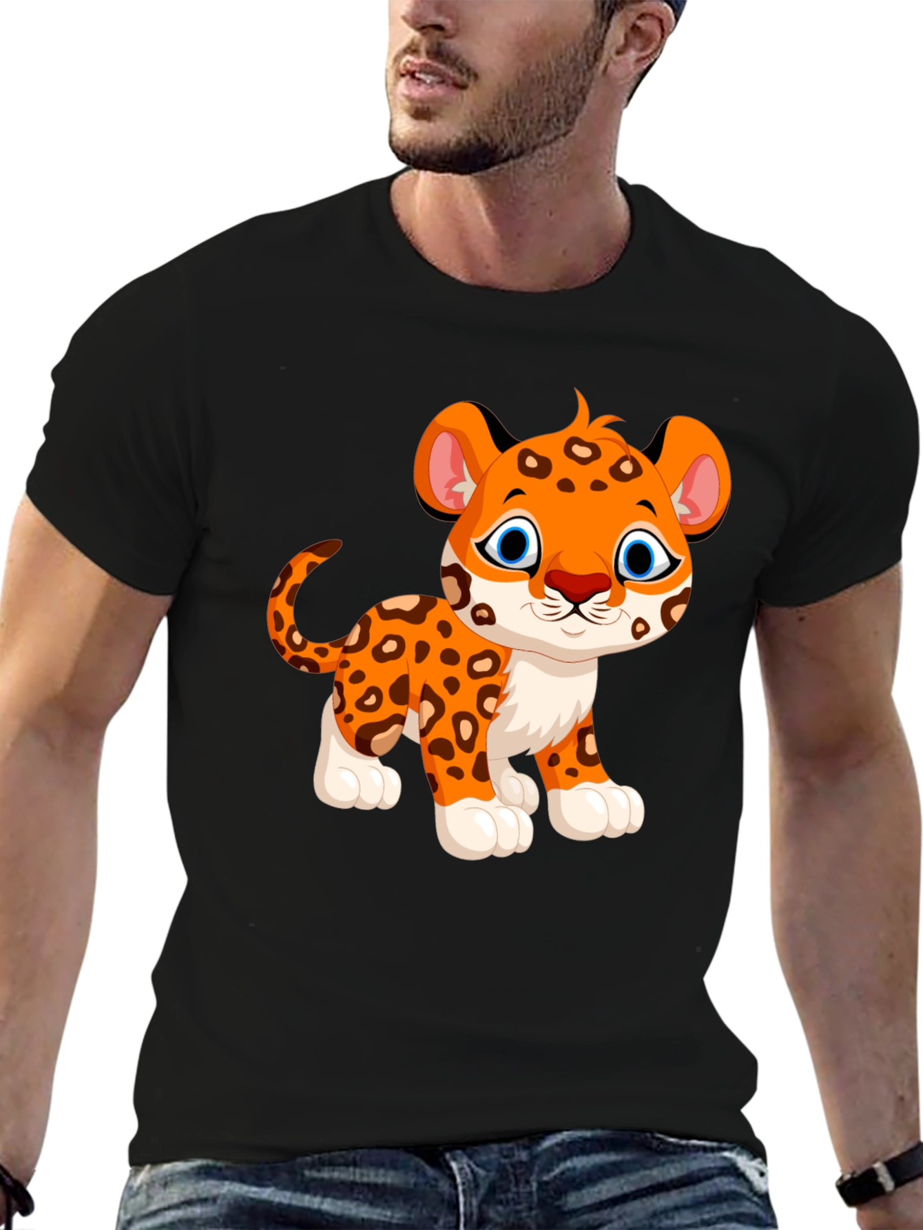 Cute Cartoon Leopard Graphic T-Shirt