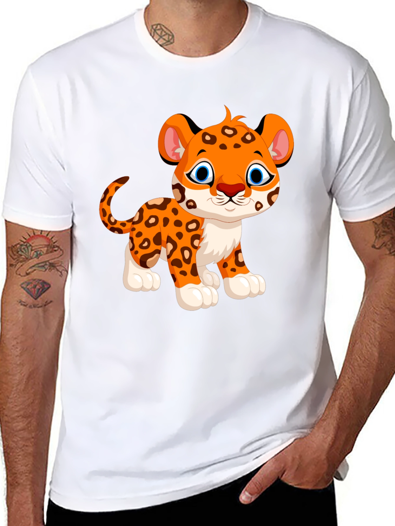 Cute Cartoon Leopard Graphic T-Shirt