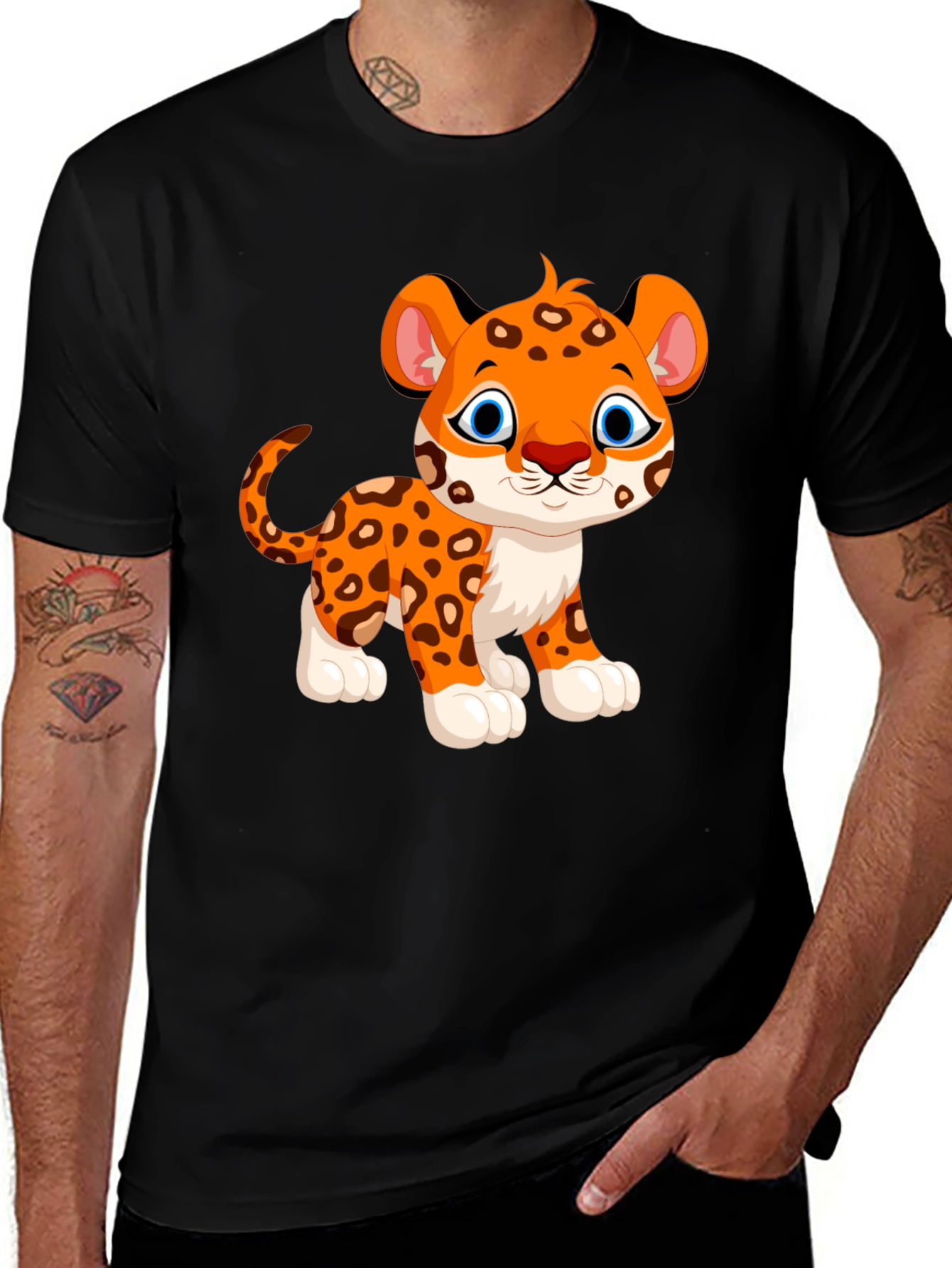 Cute Cartoon Leopard Graphic T-Shirt