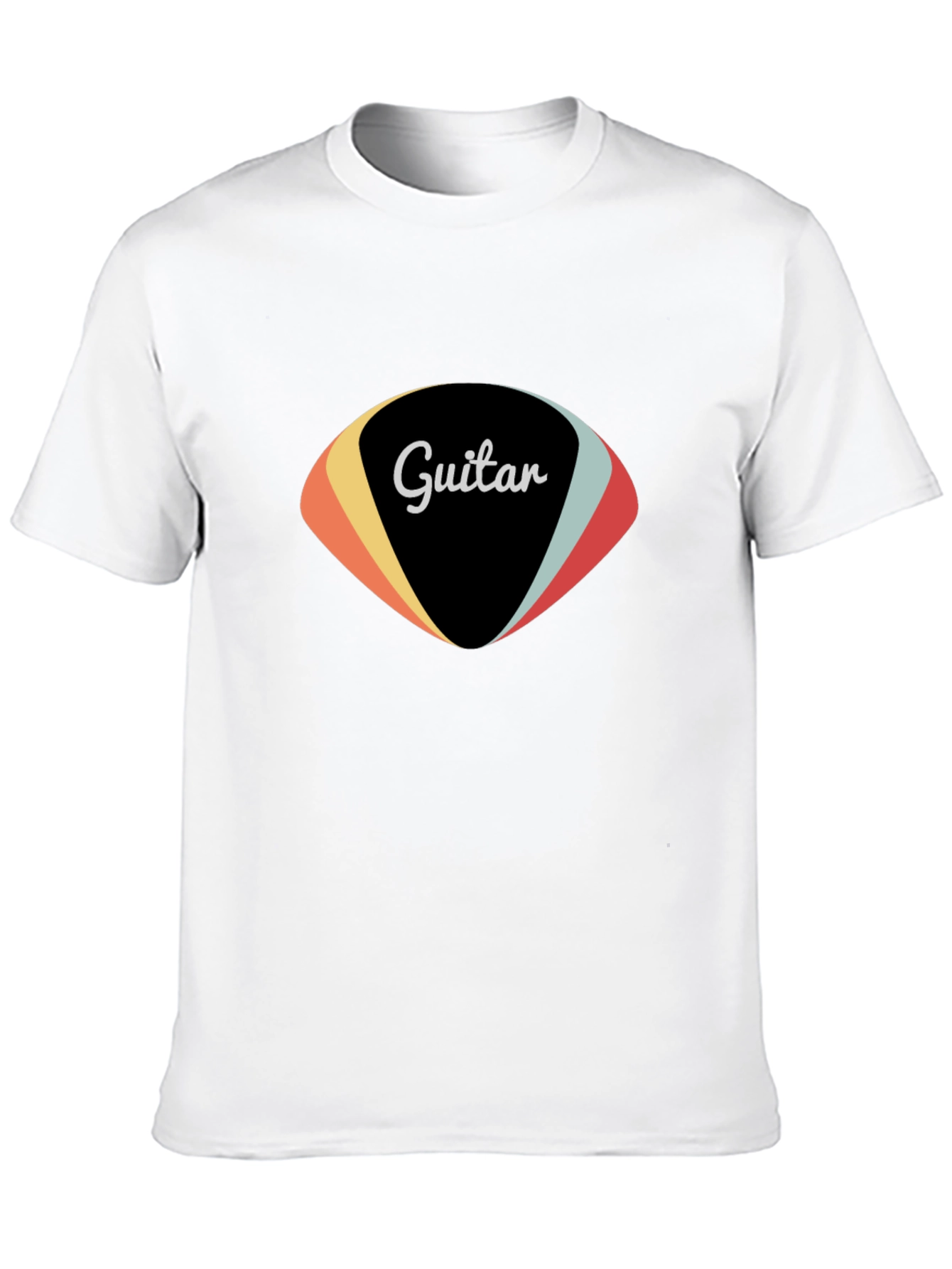 Retro Guitar Pick Graphic Tee - Black Cotton