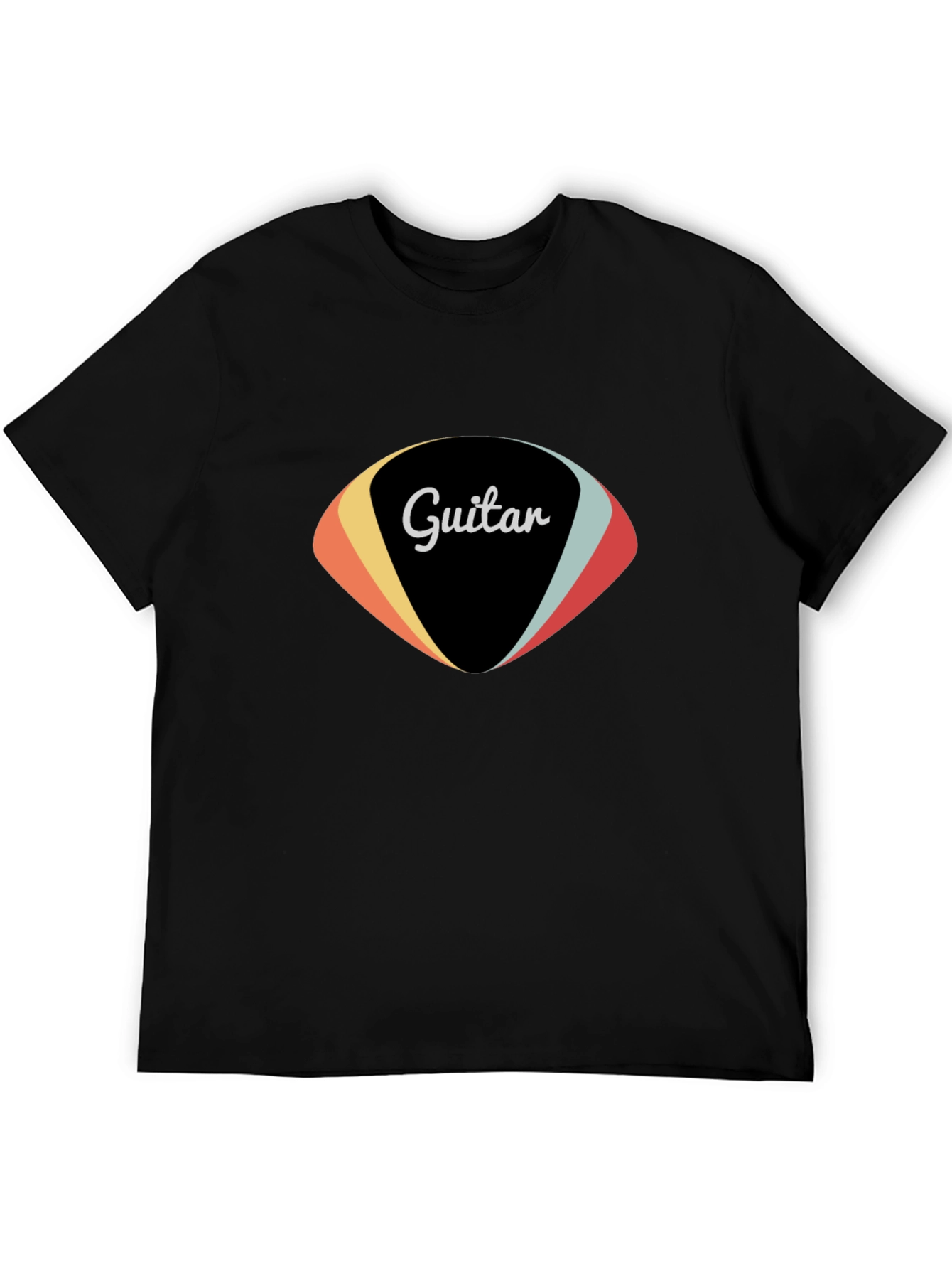 Retro Guitar Pick Graphic Tee - Black Cotton