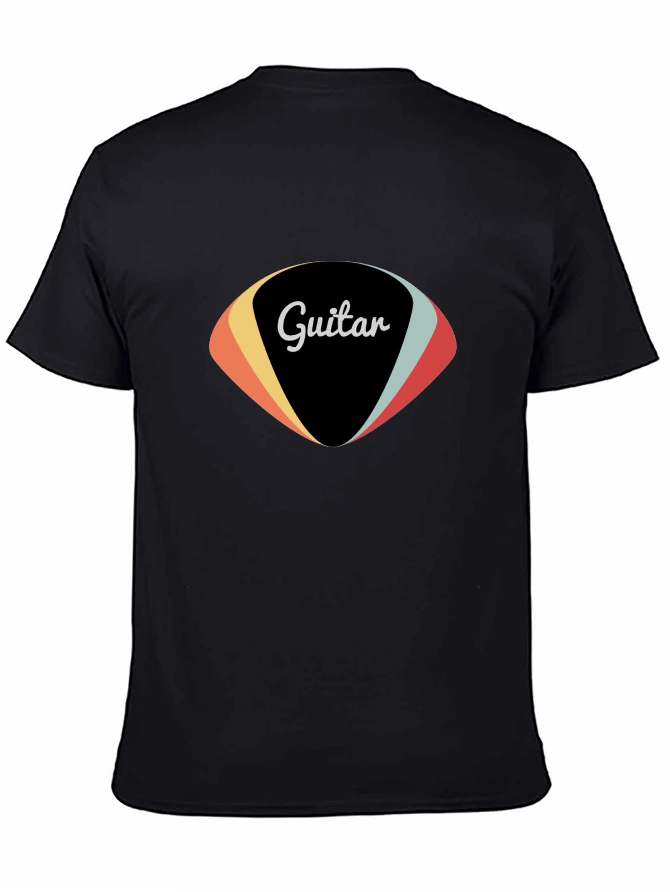 Retro Guitar Pick Graphic Tee - Black Cotton