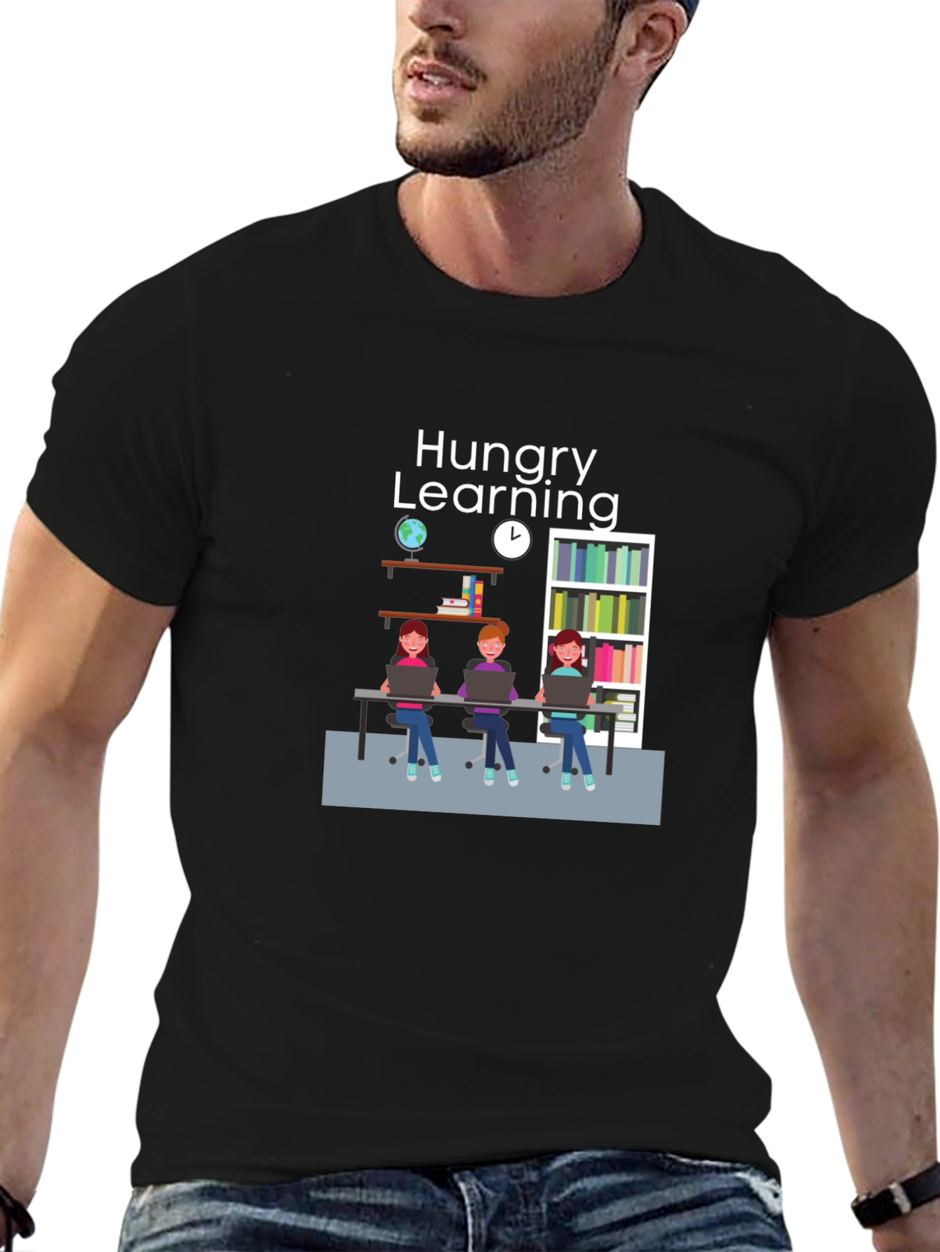 Hungry Learning Unisex Black T-Shirt