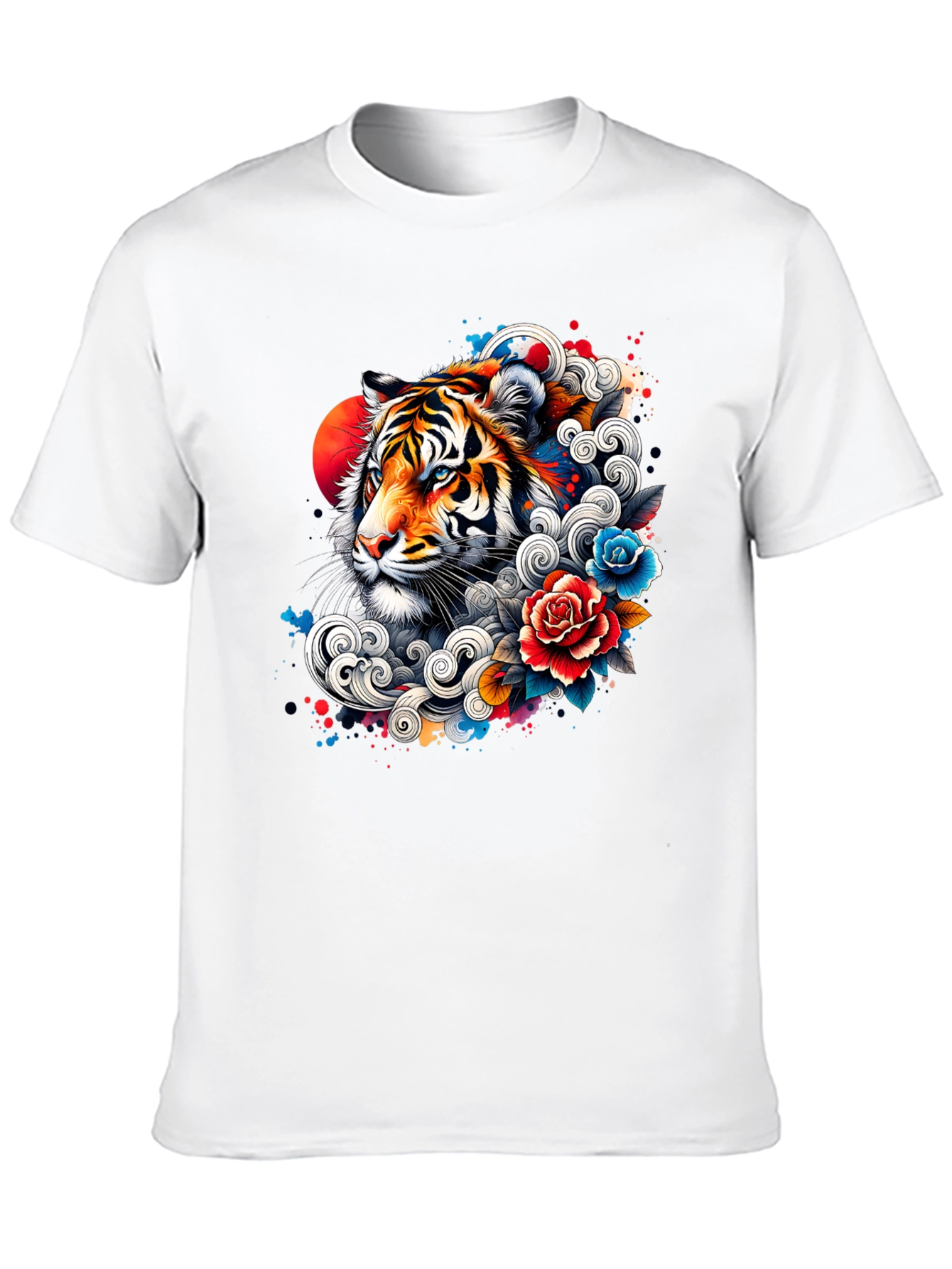 Tiger Floral Graphic Print Black T-Shirt