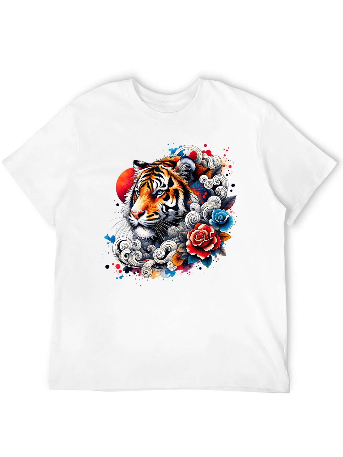 Tiger Floral Graphic Print Black T-Shirt