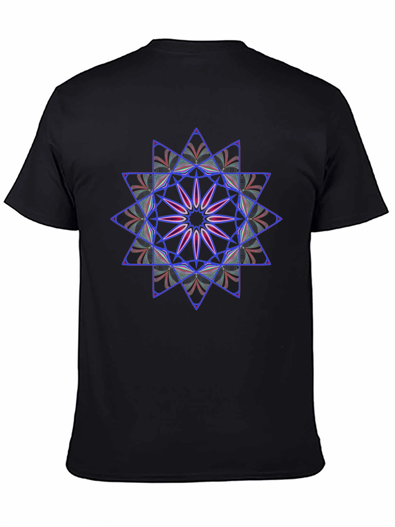 Geometric Starburst Graphic Tee - Black