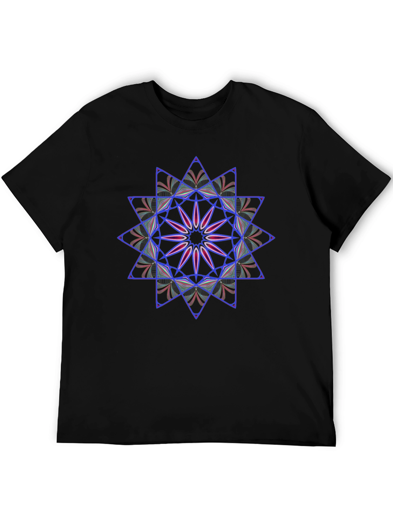 Geometric Starburst Graphic Tee - Black