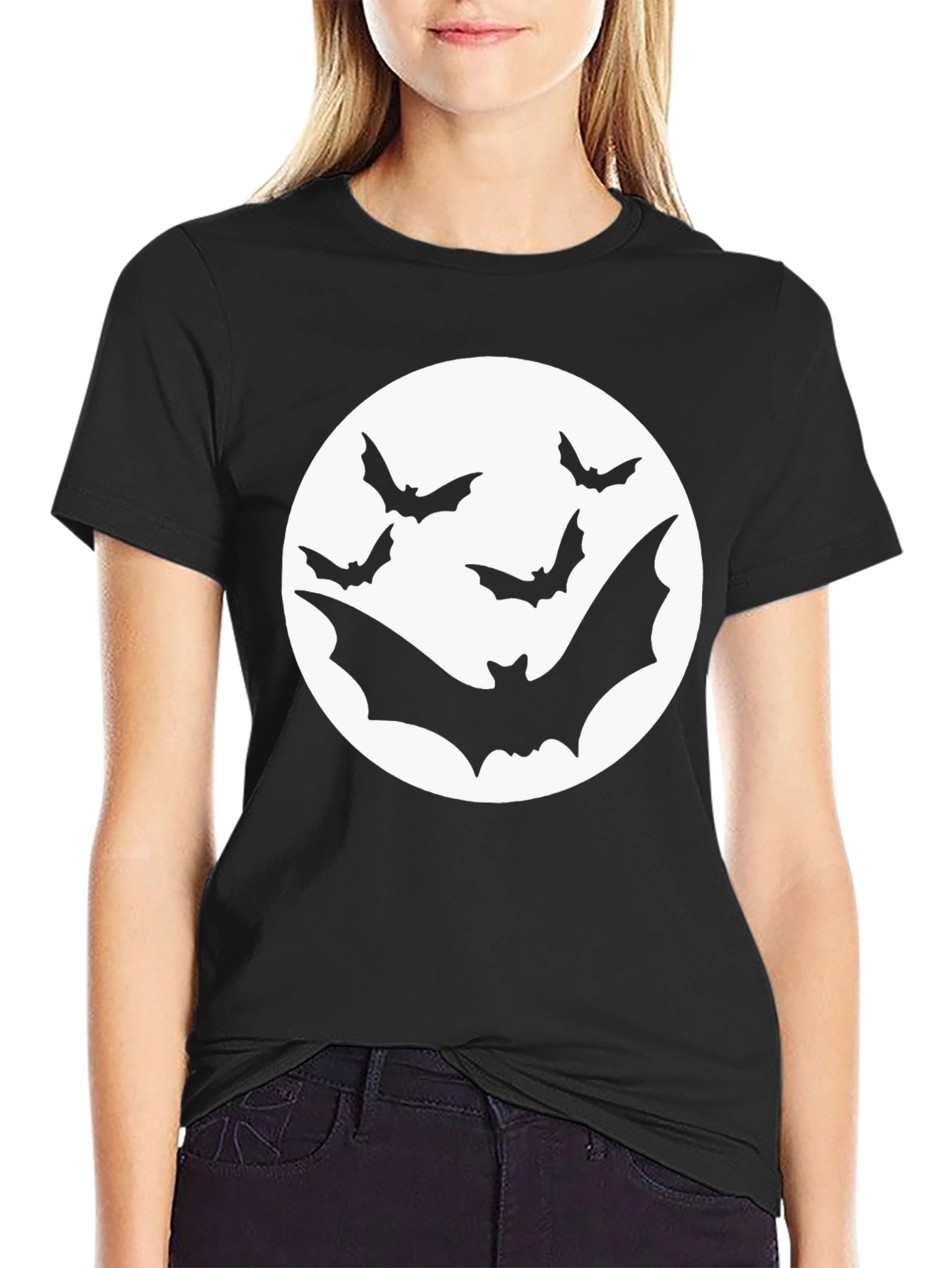Bat Moon Graphic Tee - Halloween Shirt