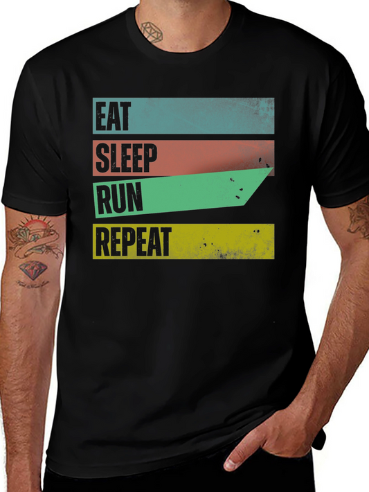 Eat Sleep Run Repeat Graphic Tee - Mens Black T-Shirt