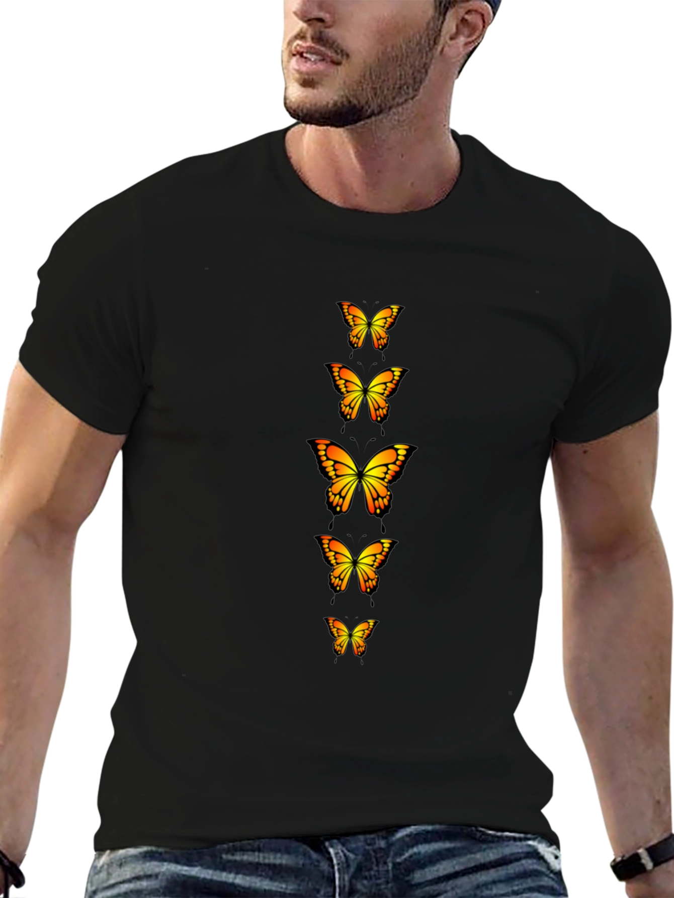 Butterfly Print T-Shirt - Black