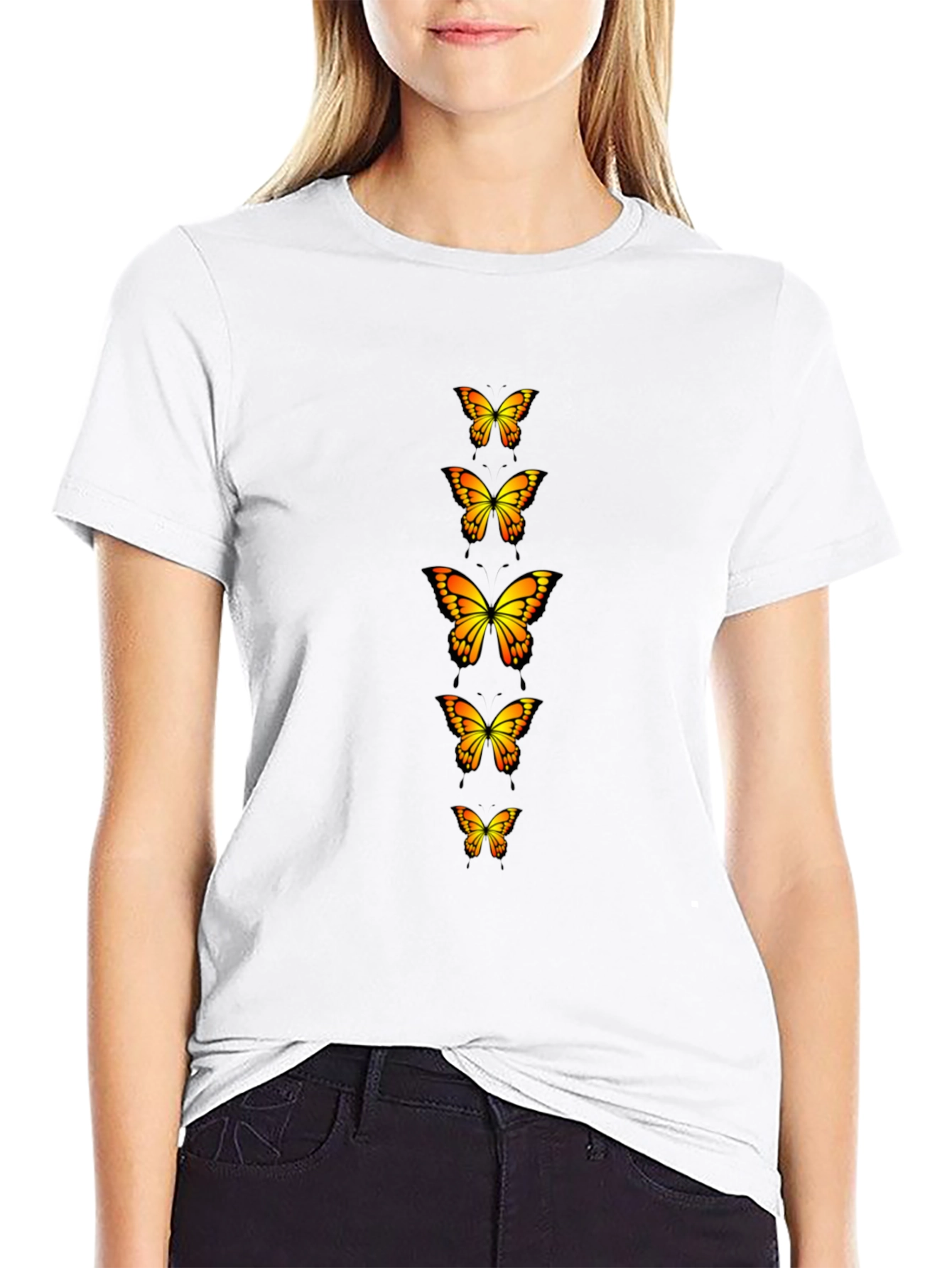 Butterfly Print T-Shirt - Black