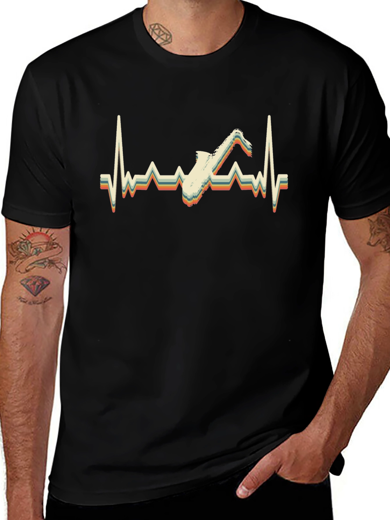 Saxophone Heartbeat Retro T-Shirt