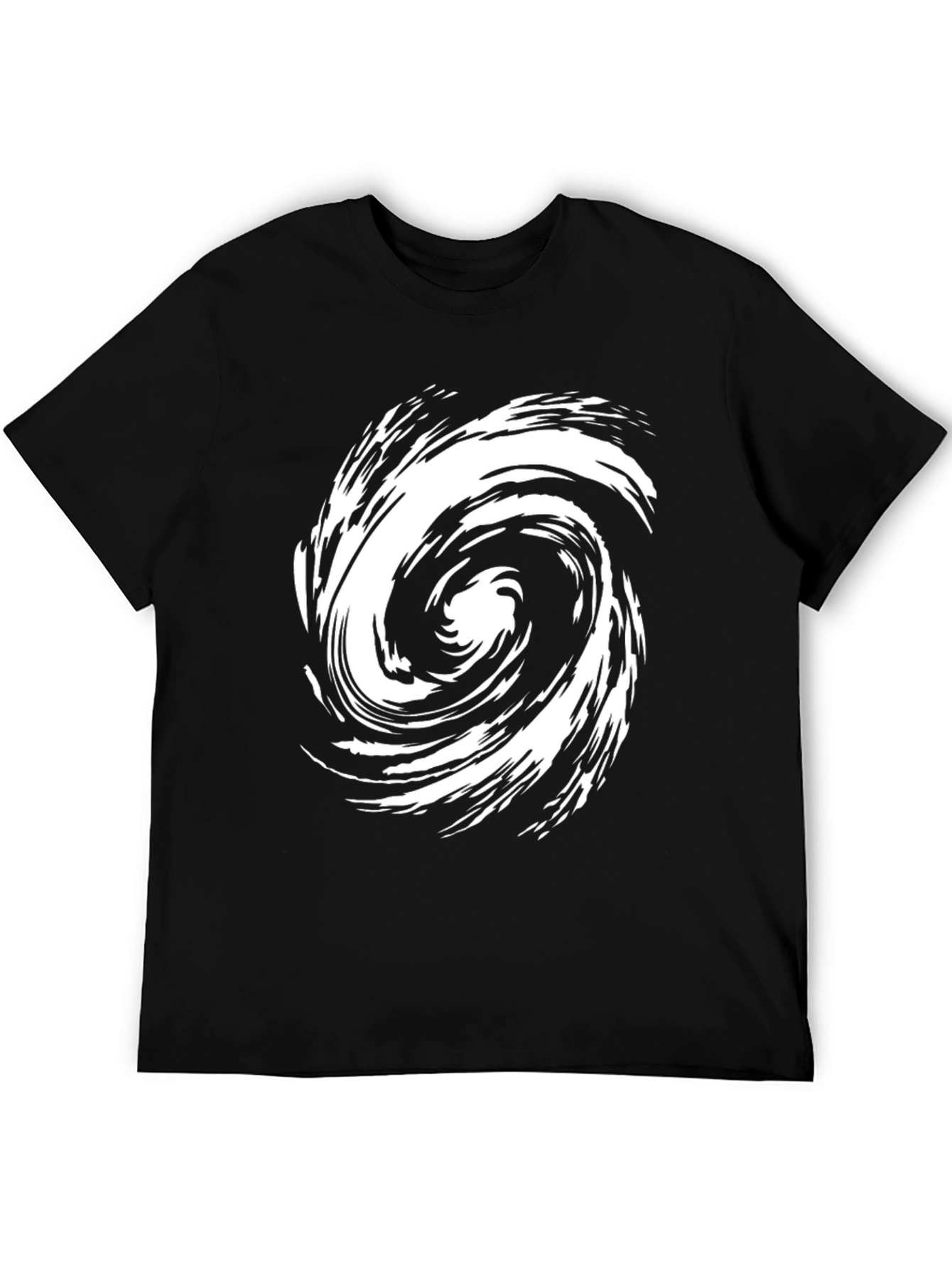 Abstract Swirl Graphic Tee - Casual Black T-Shirt