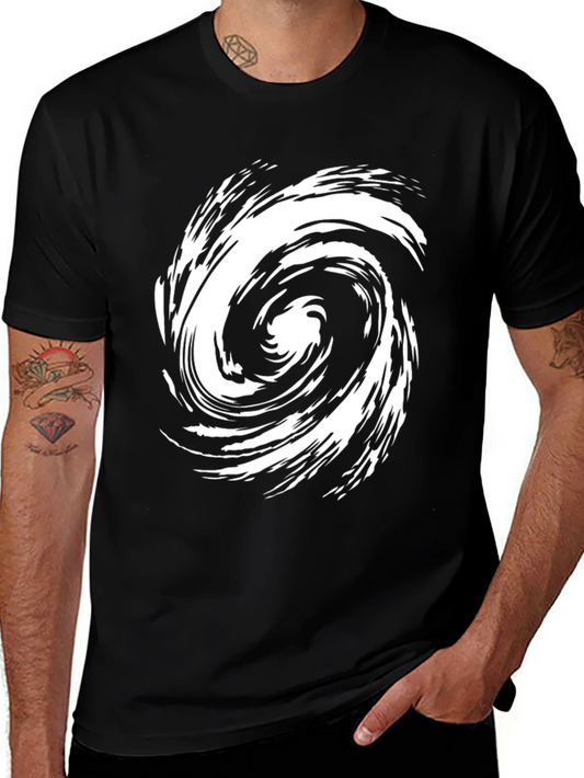 Abstract Swirl Graphic Tee - Casual Black T-Shirt