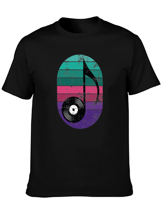 Retro Music Note Record Graphic Tee