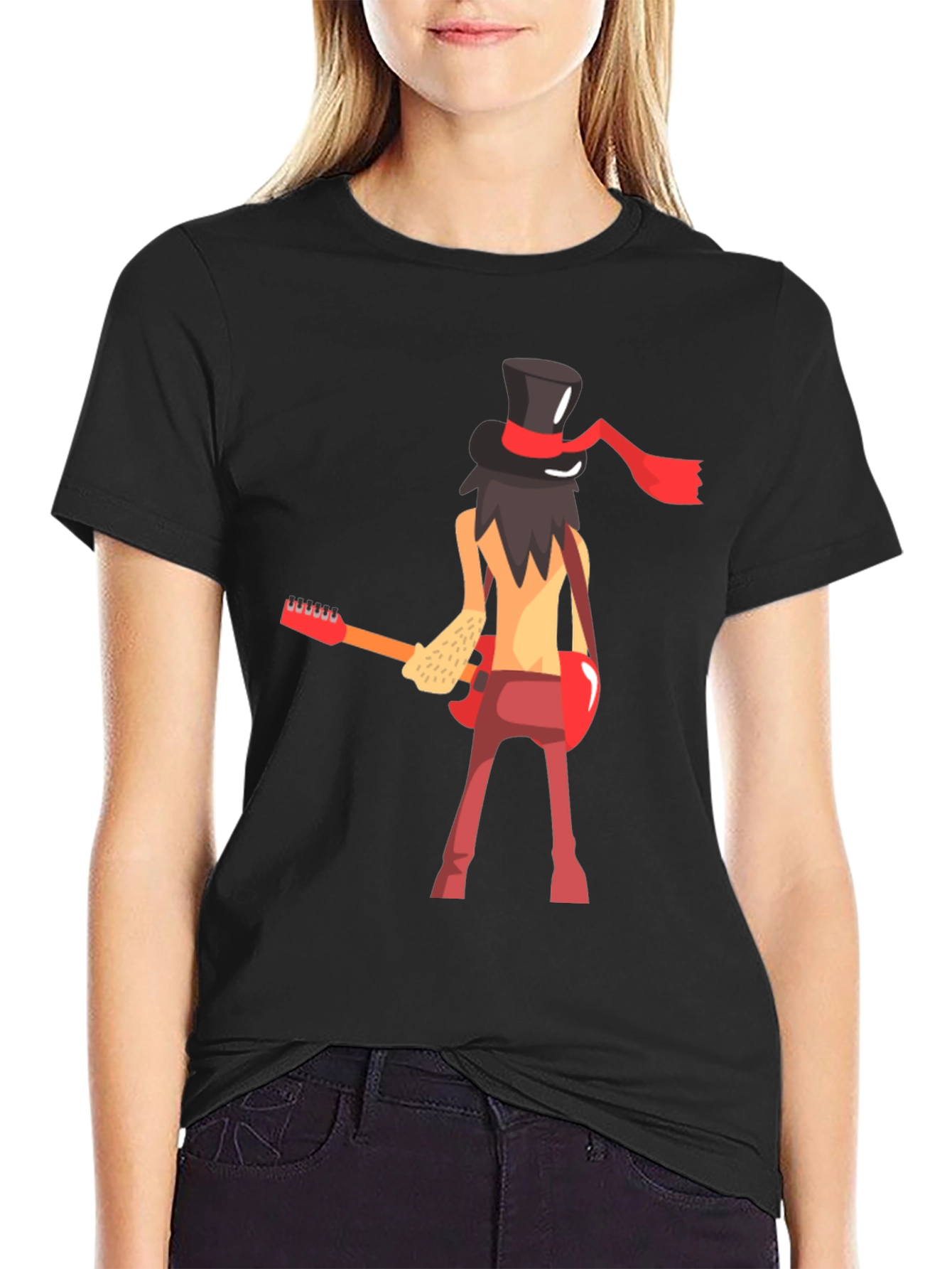 Cool Guitarist Cartoon Graphic T-Shirt