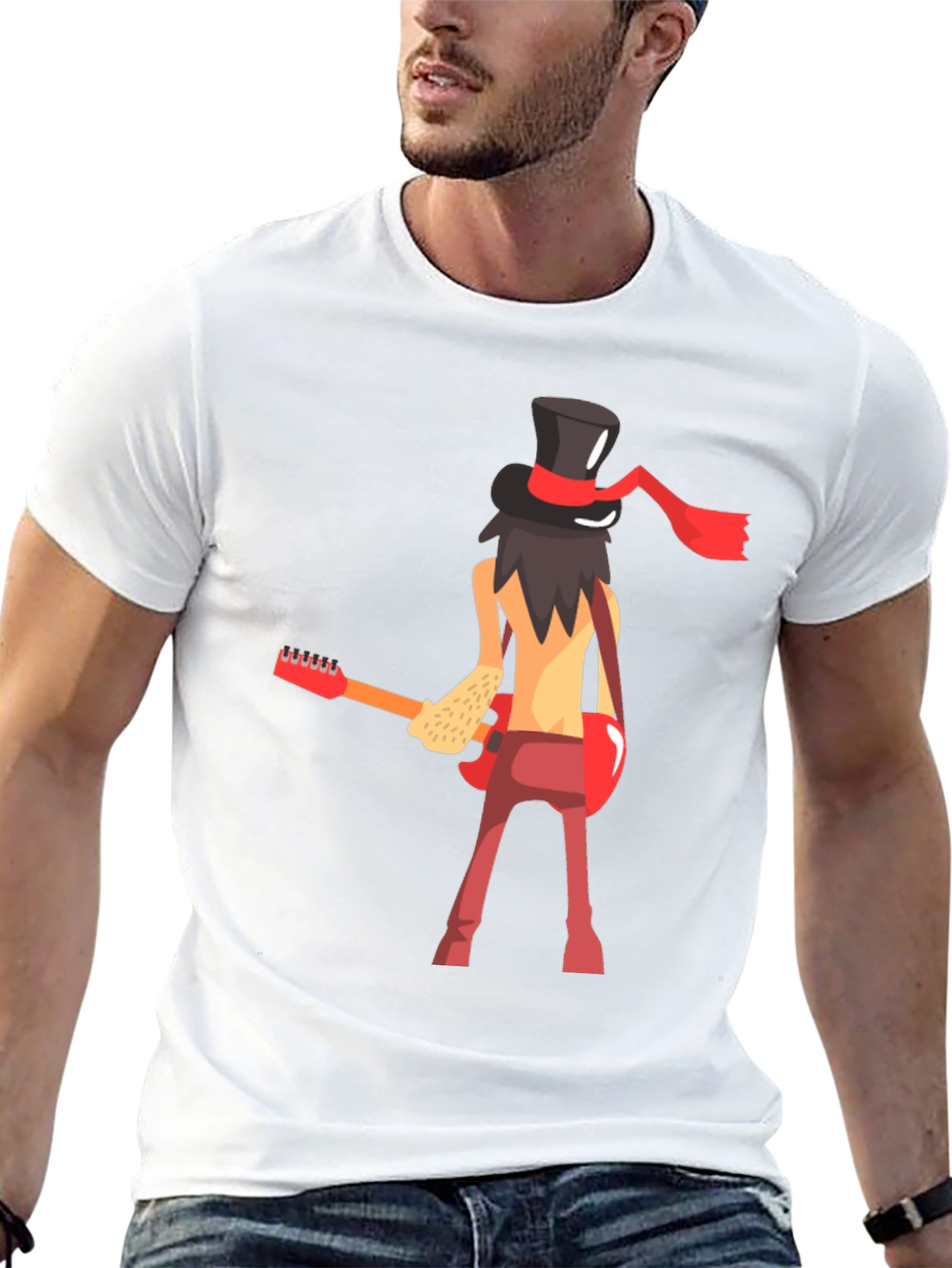 Cool Guitarist Cartoon Graphic T-Shirt