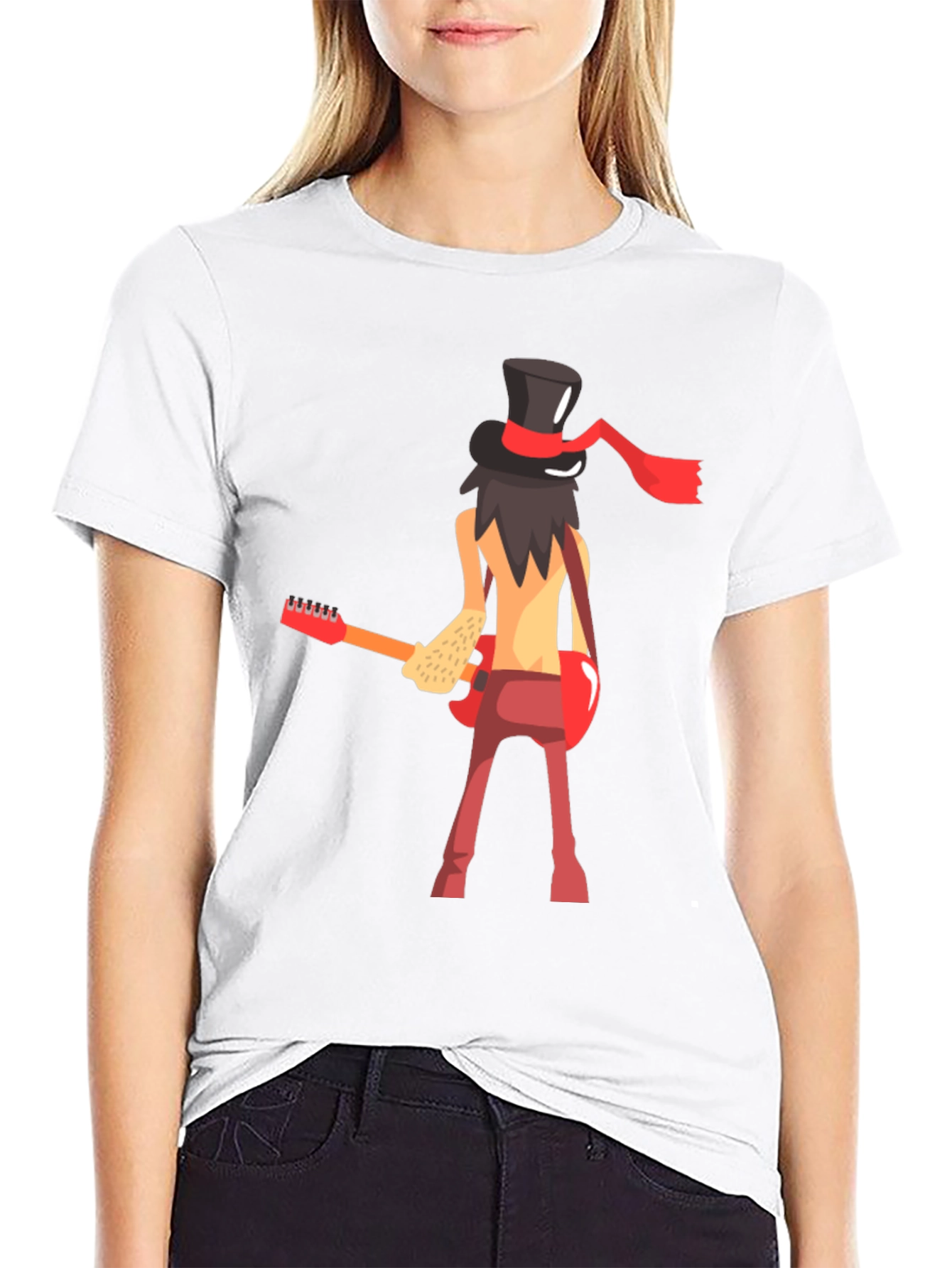 Cool Guitarist Cartoon Graphic T-Shirt