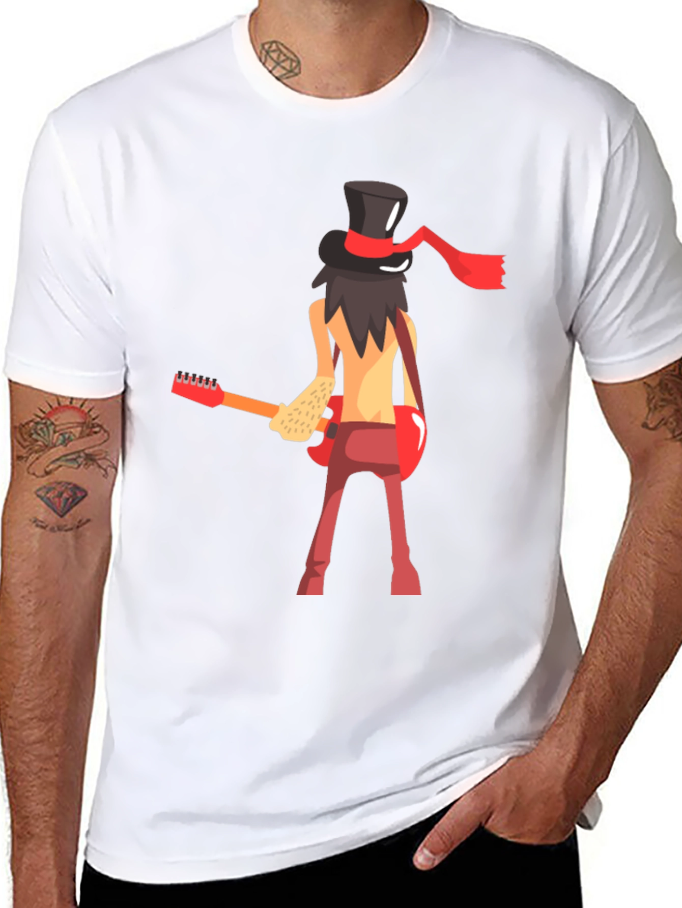 Cool Guitarist Cartoon Graphic T-Shirt