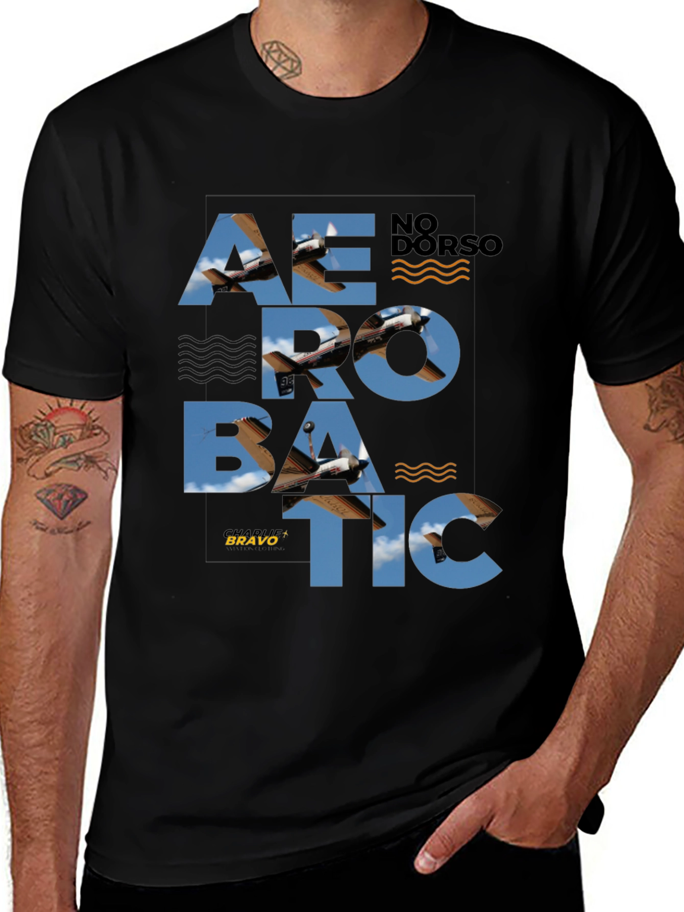 Aerobatic Airplane Graphic Tee - Stylish Black T-Shirt