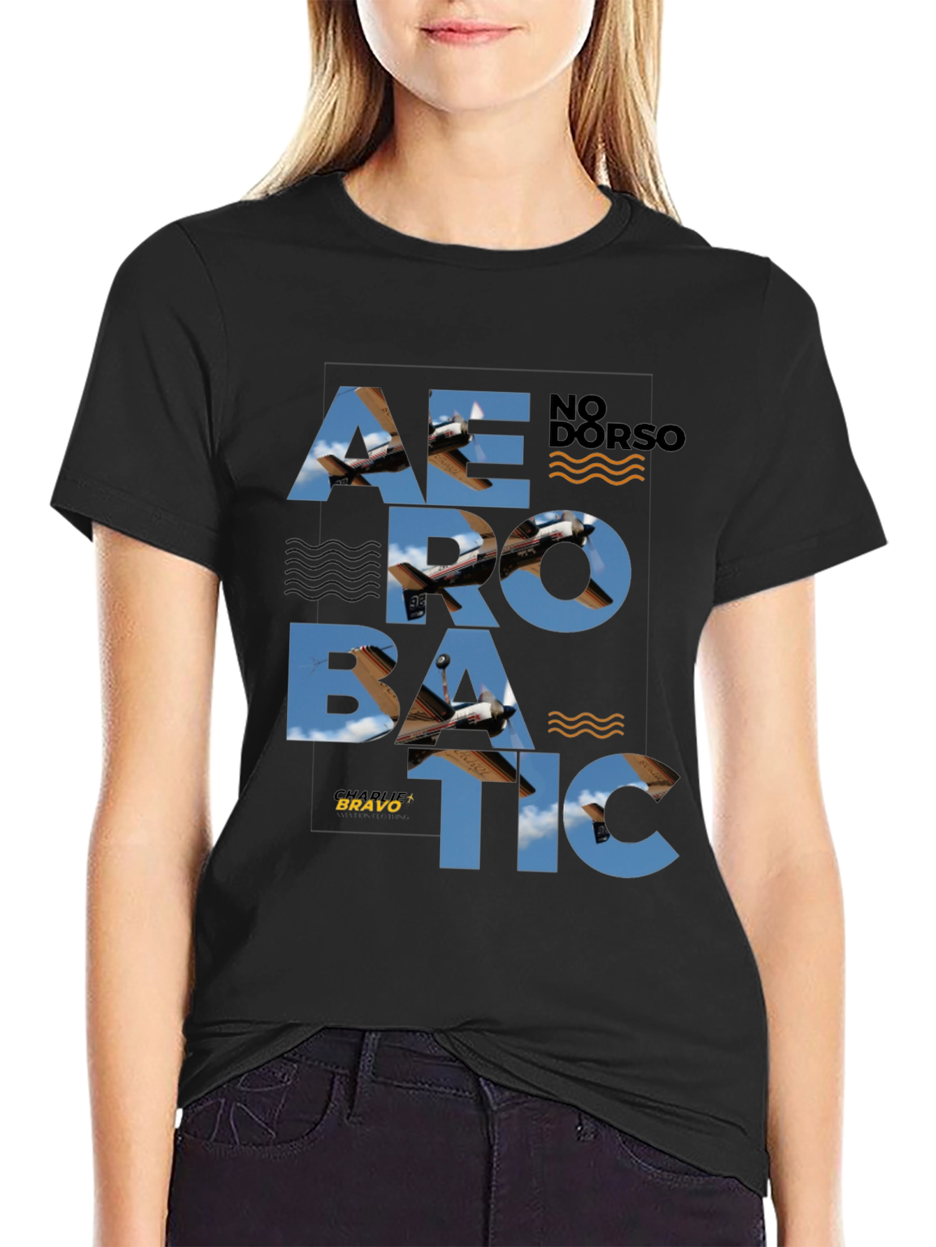 Aerobatic Airplane Graphic Tee - Stylish Black T-Shirt