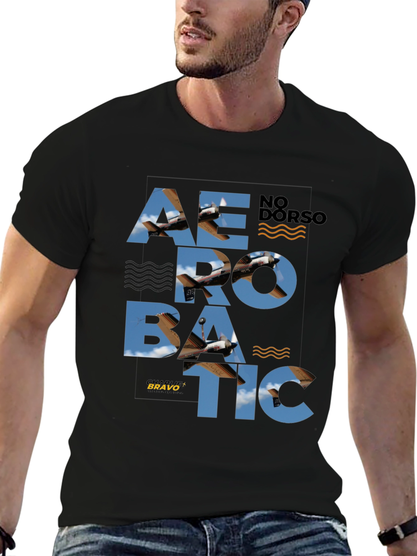 Aerobatic Airplane Graphic Tee - Stylish Black T-Shirt