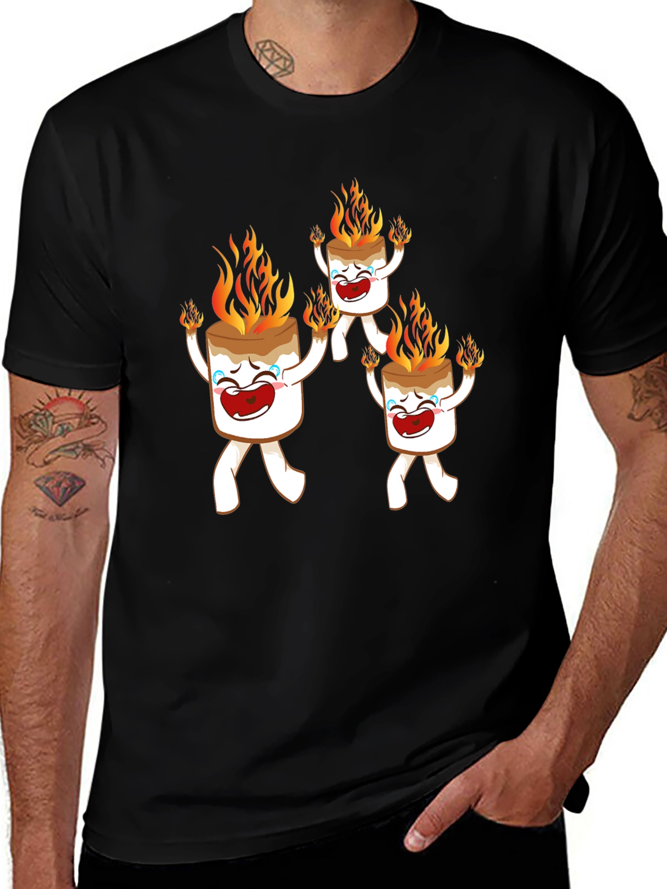 Funny Marshmallow On Fire Graphic Tee