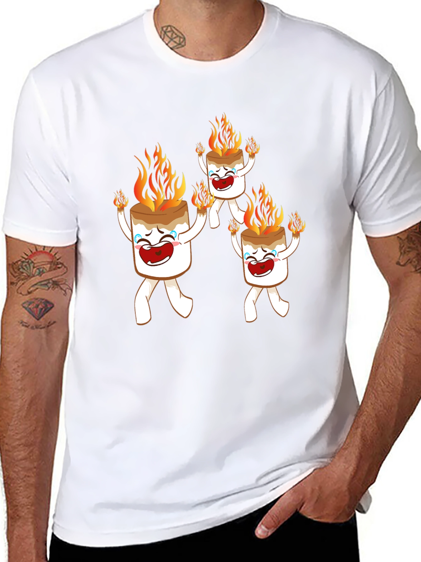 Funny Marshmallow On Fire Graphic Tee