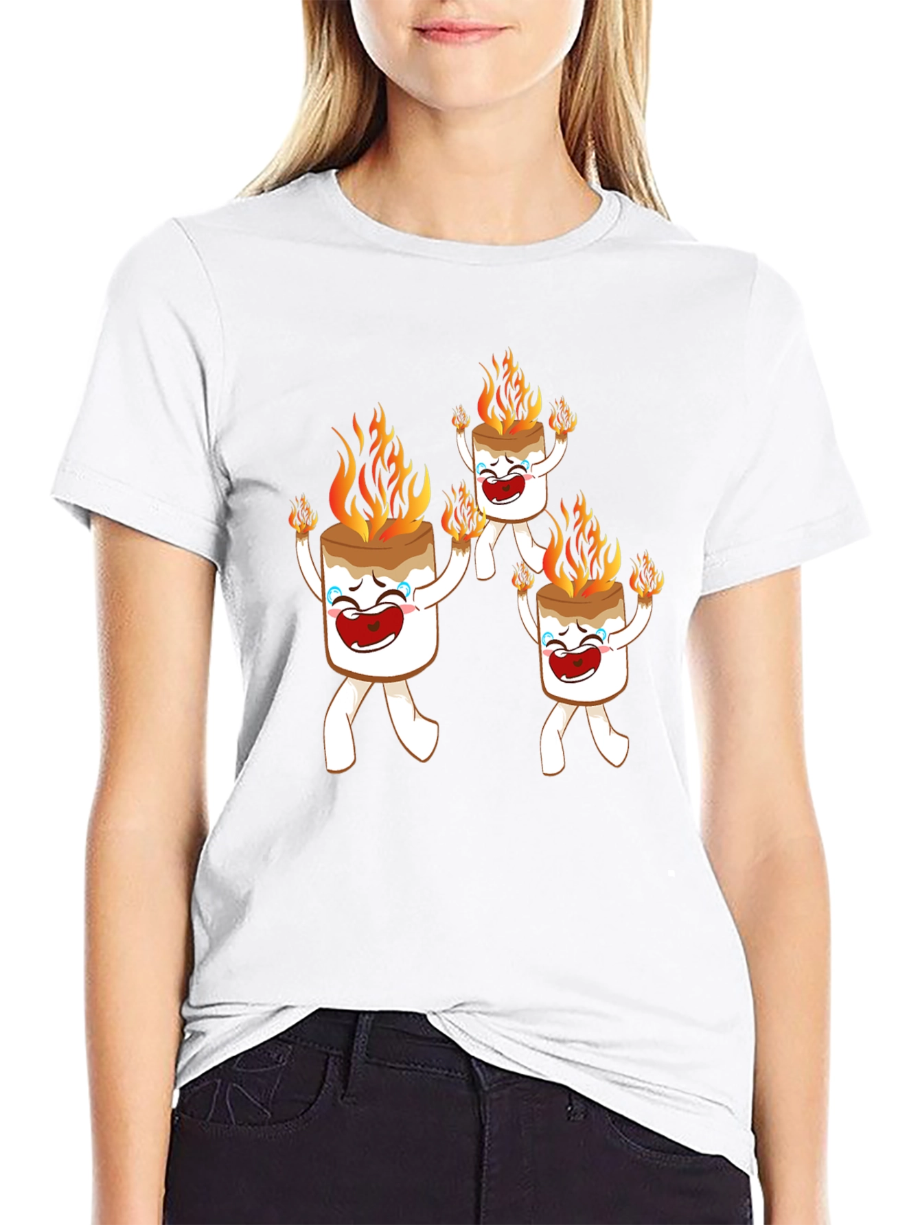 Funny Marshmallow On Fire Graphic Tee