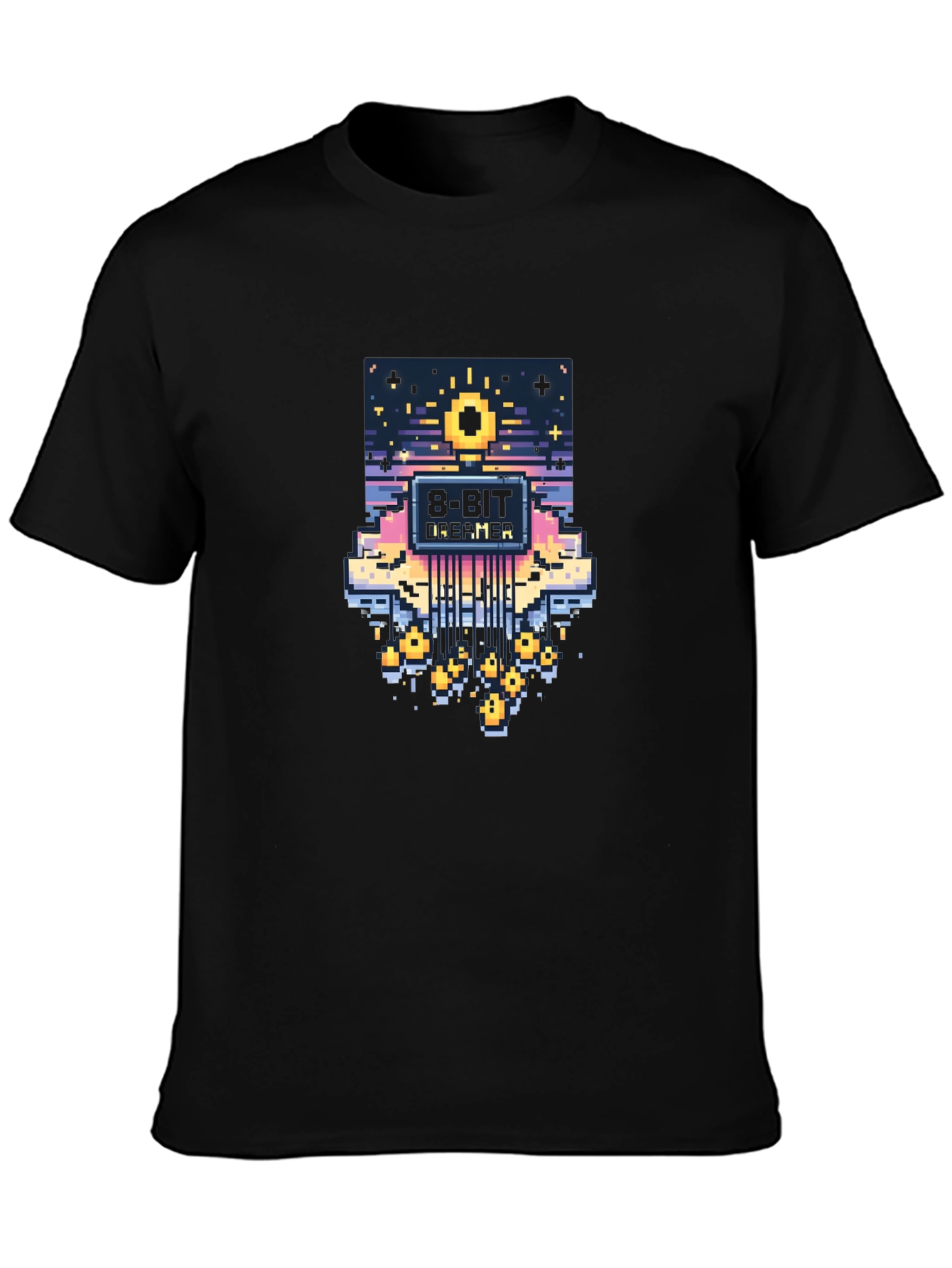 8-Bit Sunset Graphic Tee - Retro Gaming Style