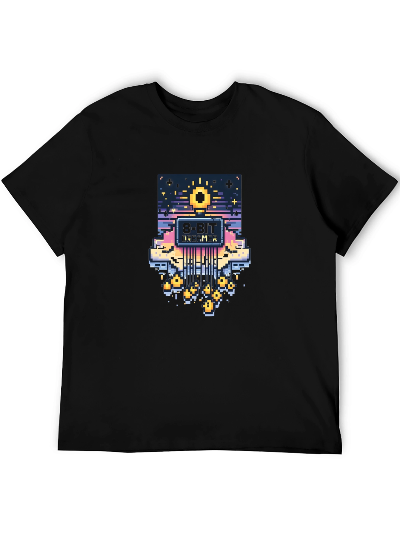 8-Bit Sunset Graphic Tee - Retro Gaming Style