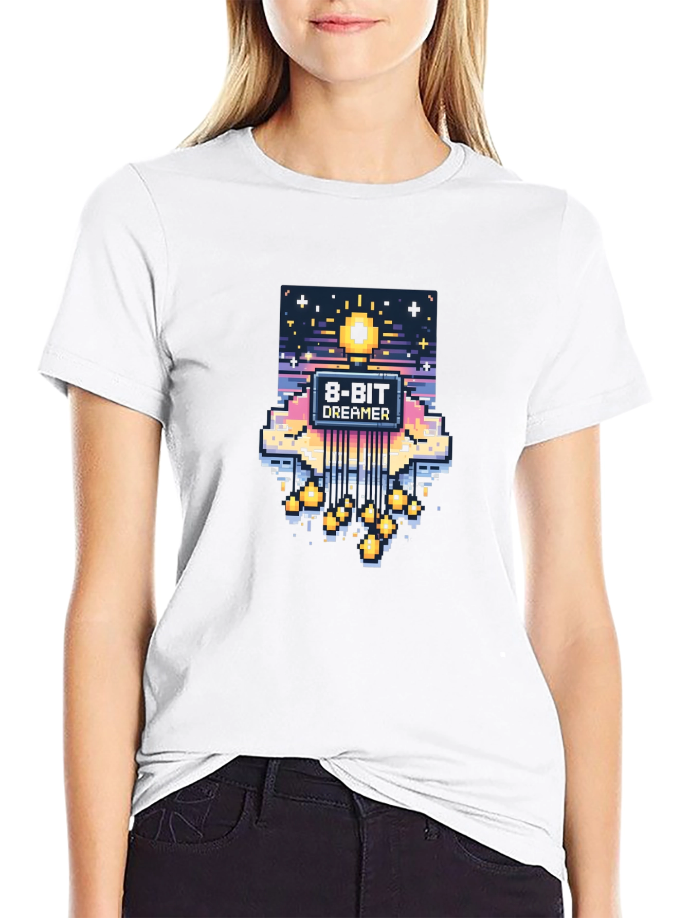 8-Bit Sunset Graphic Tee - Retro Gaming Style