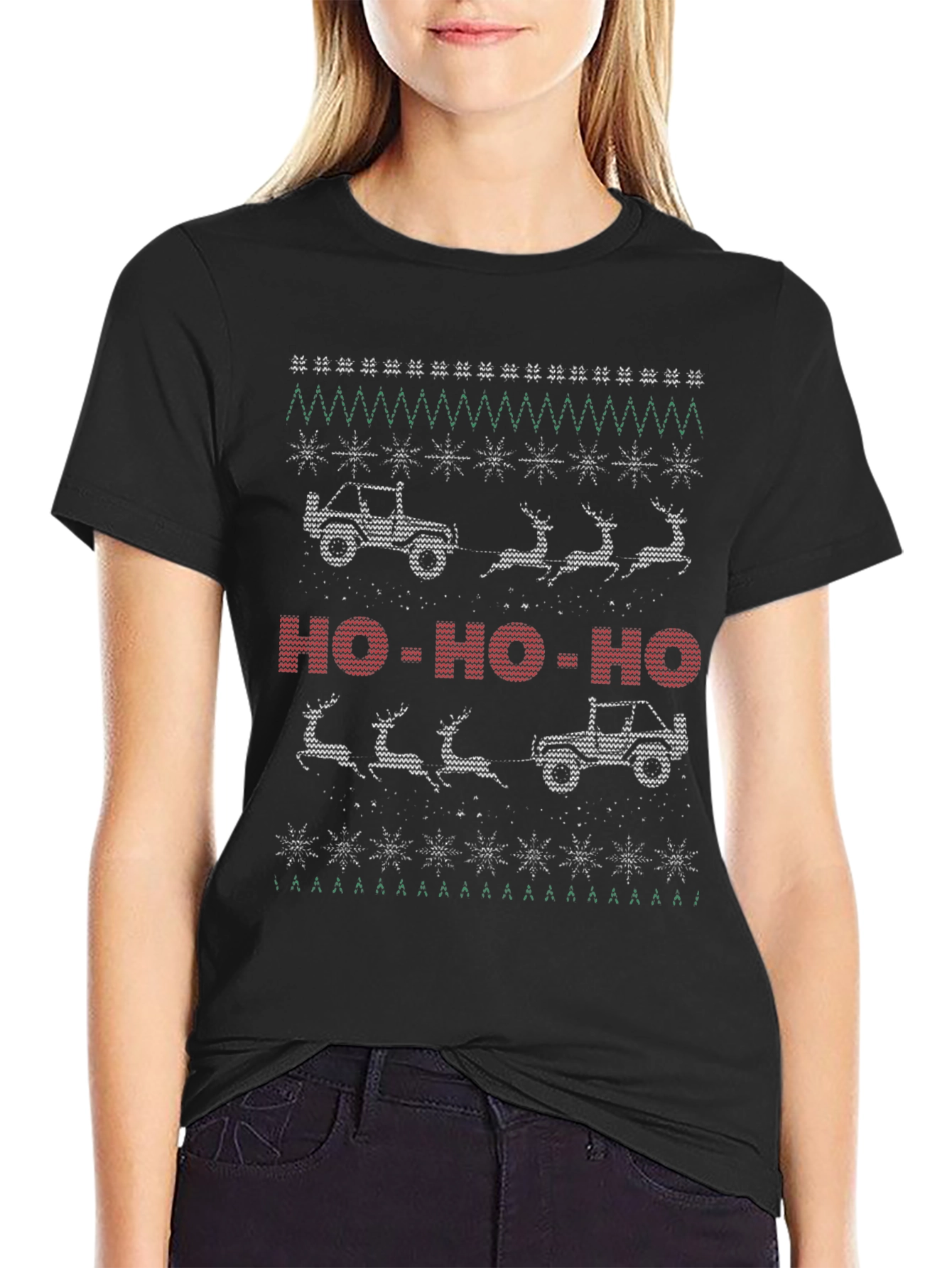Christmas Jeep Reindeer T-Shirt Holiday Gift