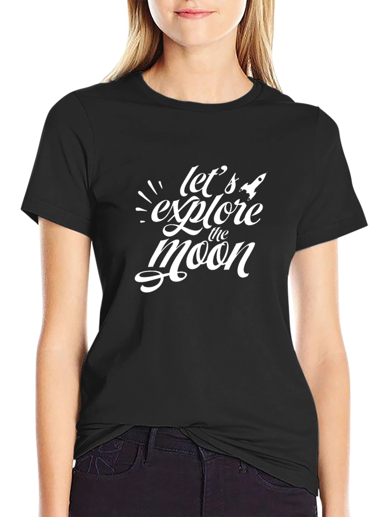 Lets Explore The Moon Black T-Shirt