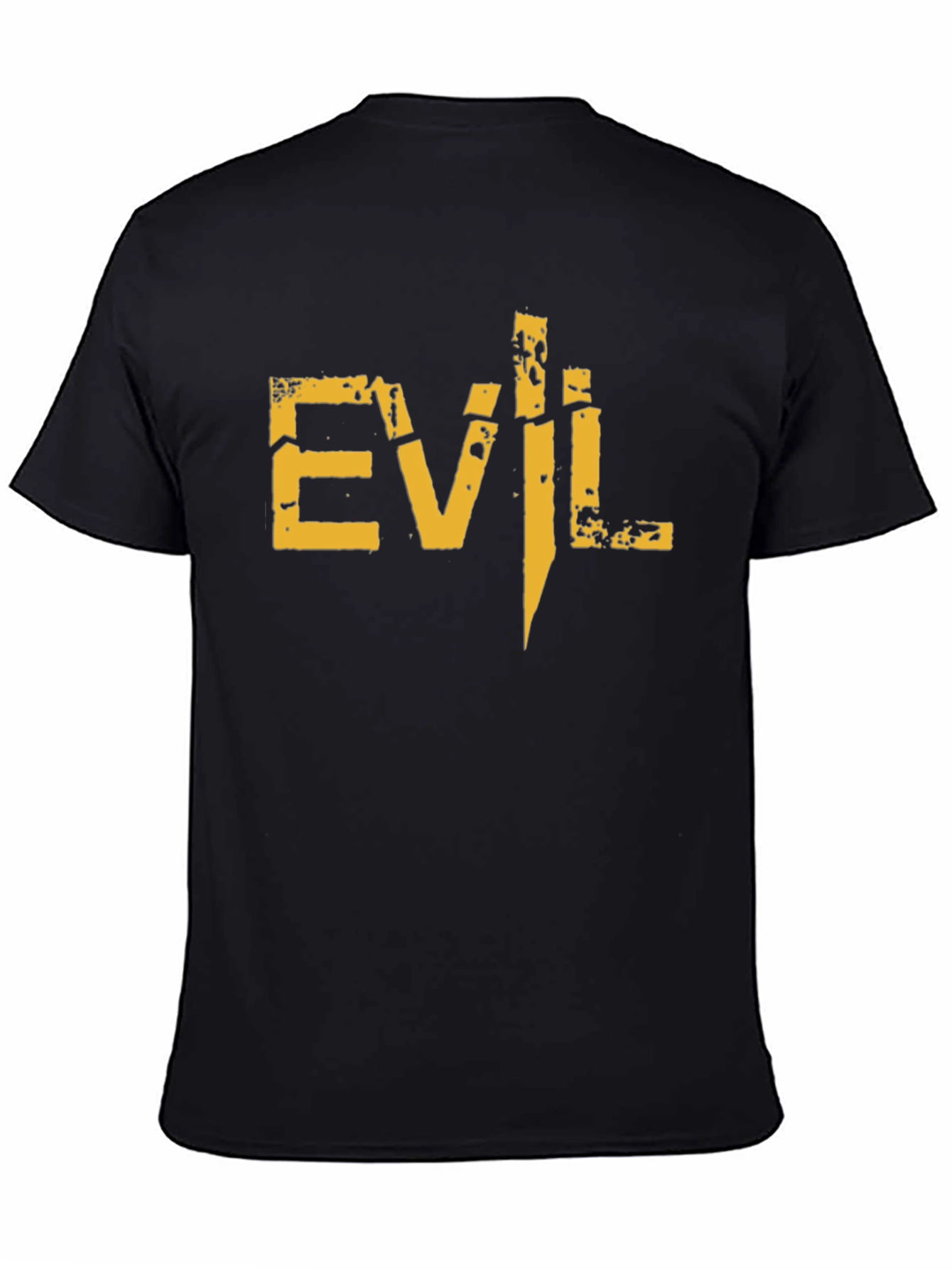 Mens Black Evil Graphic Print Short Sleeve T-Shirt
