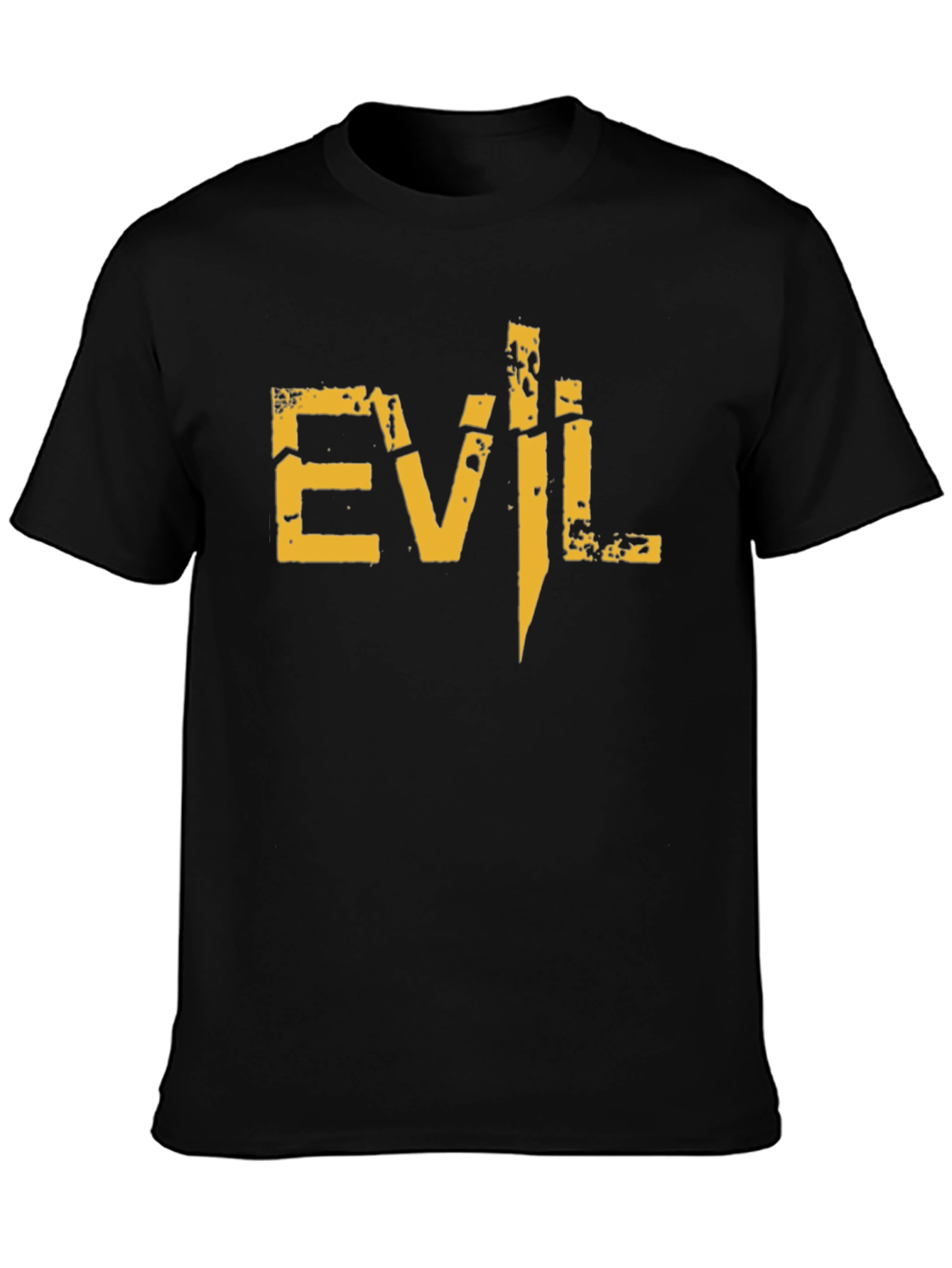 Mens Black Evil Graphic Print Short Sleeve T-Shirt