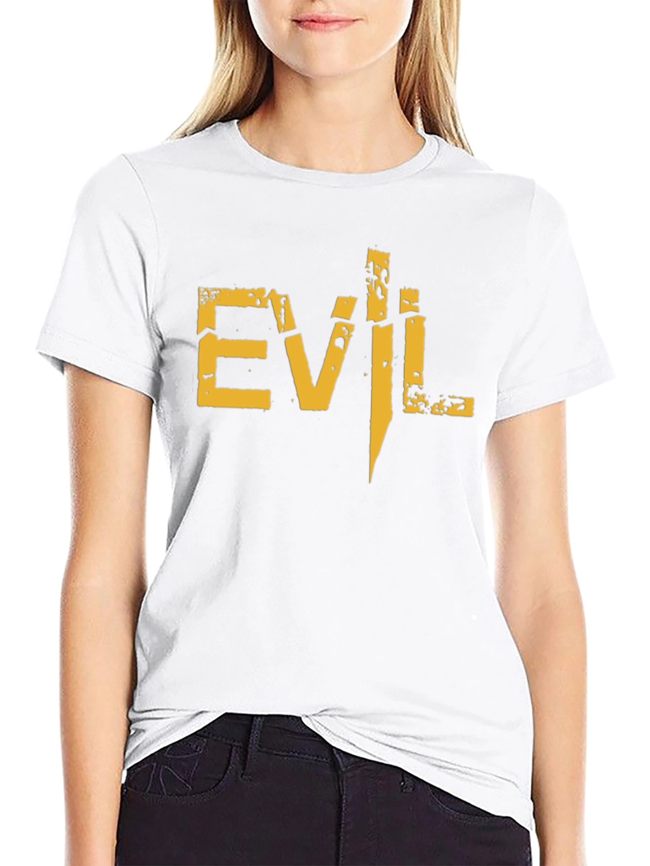 Mens Black Evil Graphic Print Short Sleeve T-Shirt