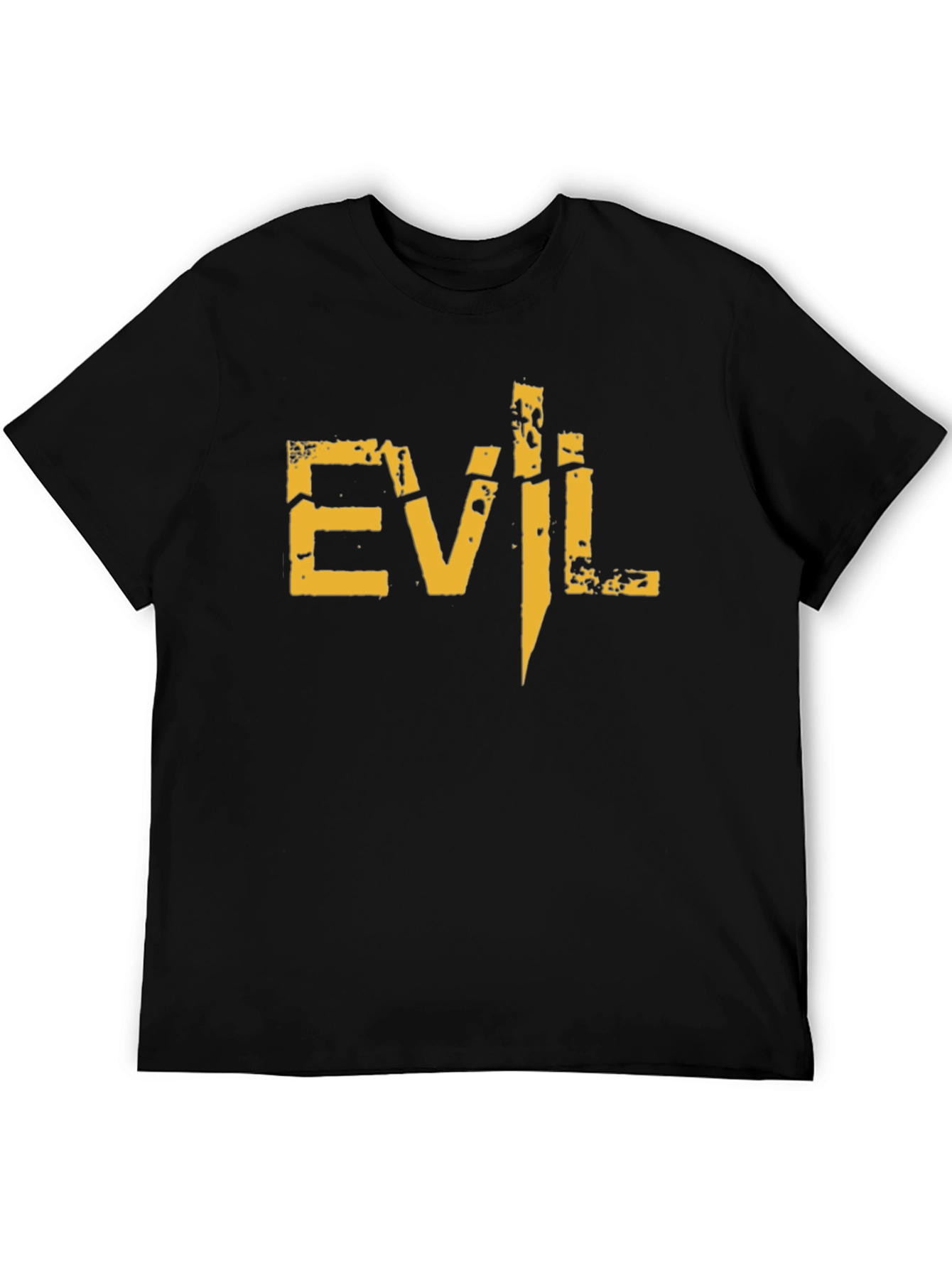 Mens Black Evil Graphic Print Short Sleeve T-Shirt